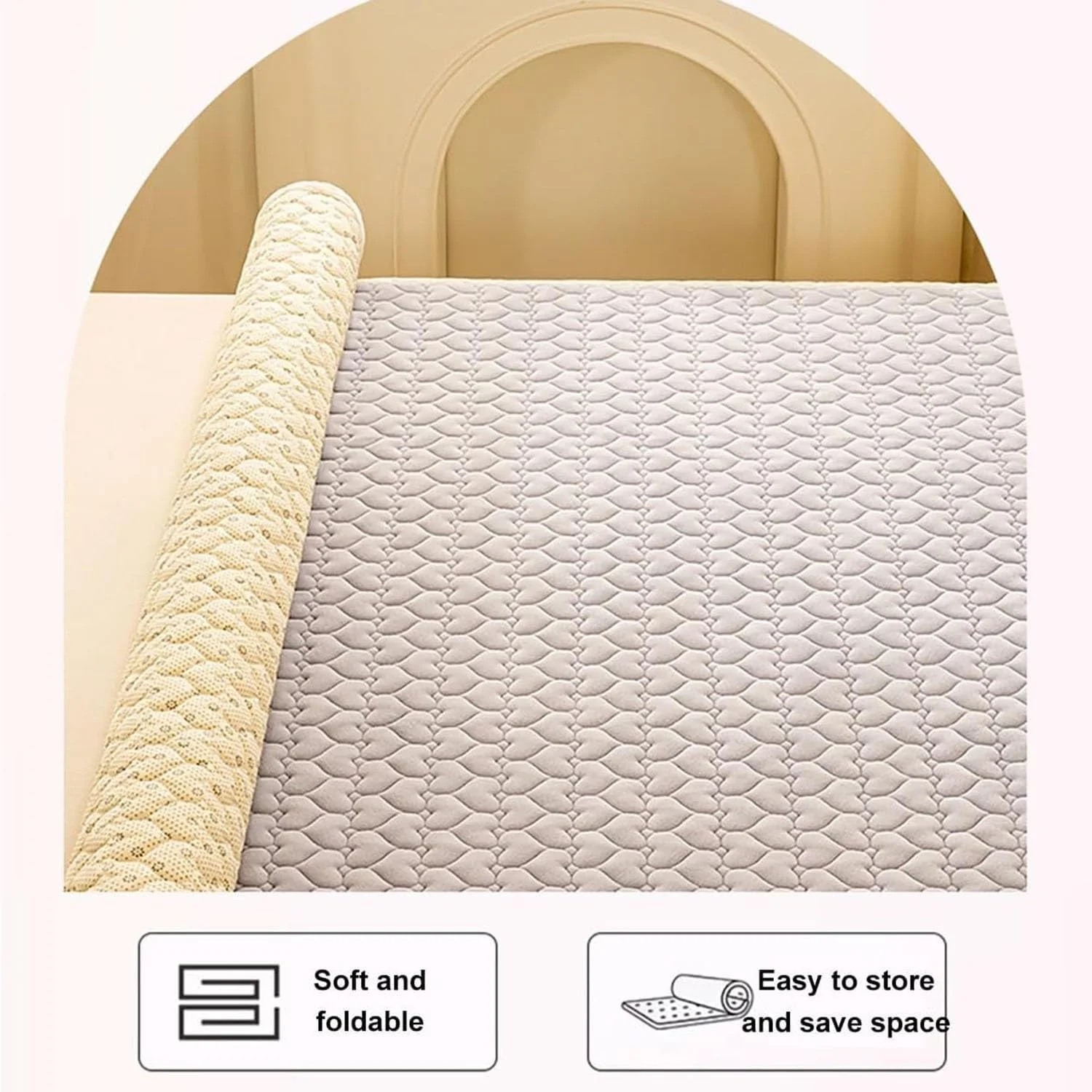 پد گرم ضخیم زمستانی، تشک تاشو، پد لحاف زمستانی قابل شستشو در ماشین لباسشویی، تشک خوابگاهی دانشجویی قابل حمل (قهوه ای، 200 * 220 سانتی متر)
