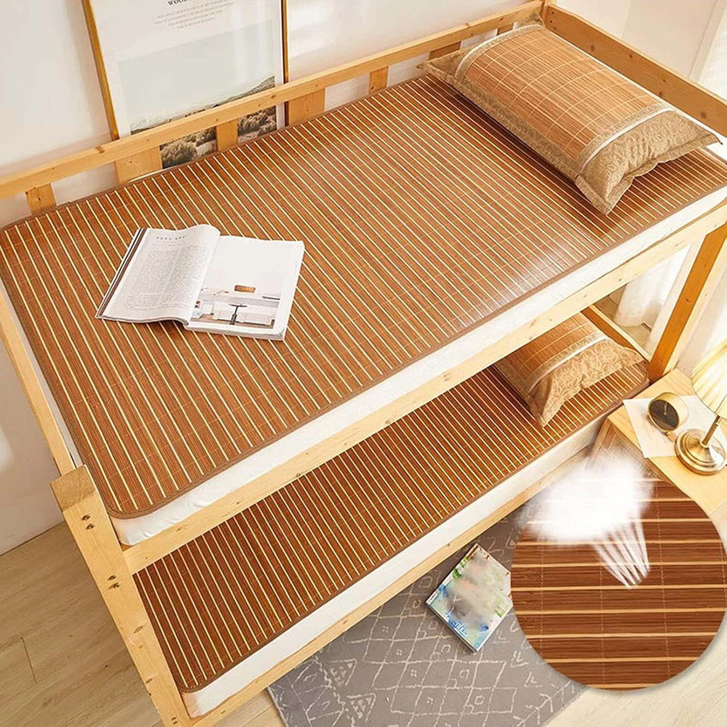 تشک خواب تابستانی، روکش تشک بامبو، قابل استفاده دو طرفه برای اتاق خواب منزل، پد خنک کننده تخت یک نفره و دو نفره برای تابستان، موجود در اندازه های مختلف