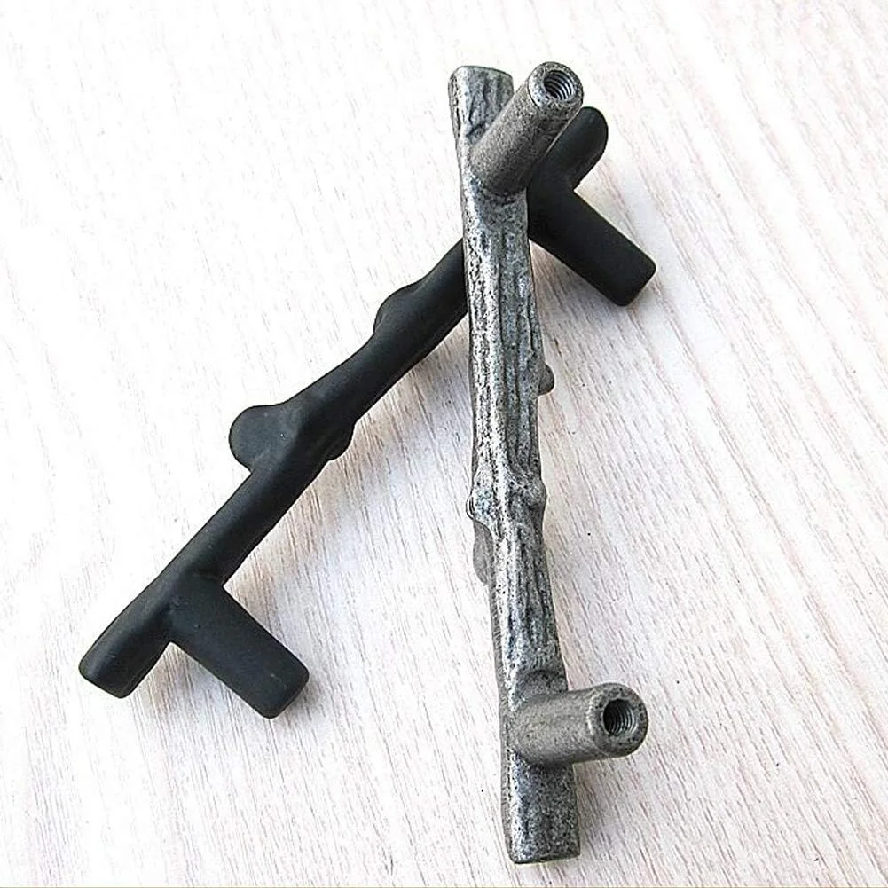 دستگیره کابینت شاخه درختی آنمی، فاصله سوراخ 7.6 سانتی متر، مناسب کشو، کمد، سخت افزار آشپزخانه، اتاق خواب و حمام (6 عدد، مشکی)