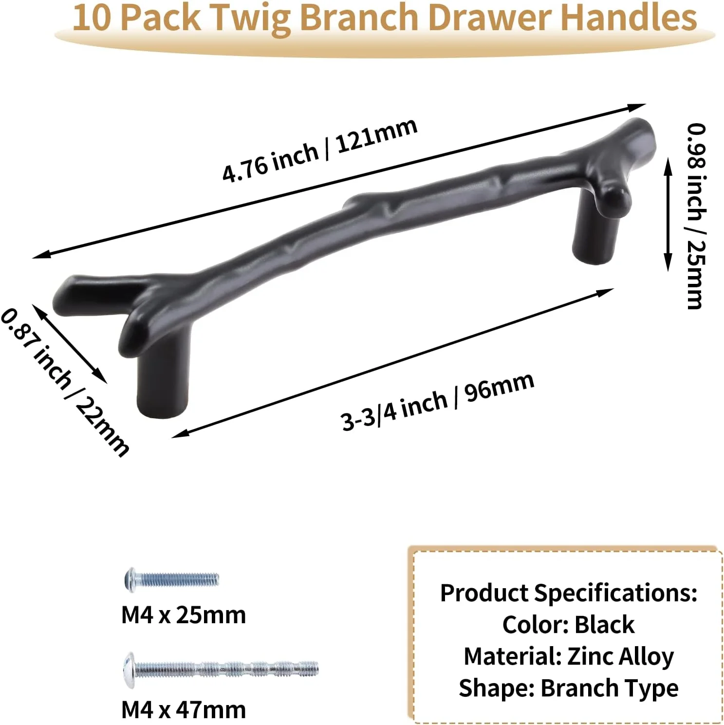 دستگیره شاخه ای کابینت Bivethoi، بسته 10 عددی، دستگیره کشو طرح شاخه درخت مشکی، مرکز سوراخ 3-3/4 اینچی، دستگیره های آلیاژ روی، دستگیره های کشو روستایی تزئینی برای آشپزخانه دستگیره شاخه ای کابینت Bivethoi، بسته 10 عددی، دستگیره کشو طرح شاخه درخت مشکی، مرکز سوراخ 3-3/4 اینچی، دستگیره های آلیاژ روی، دستگیره های کشو روستایی تزئینی برای آشپزخانه