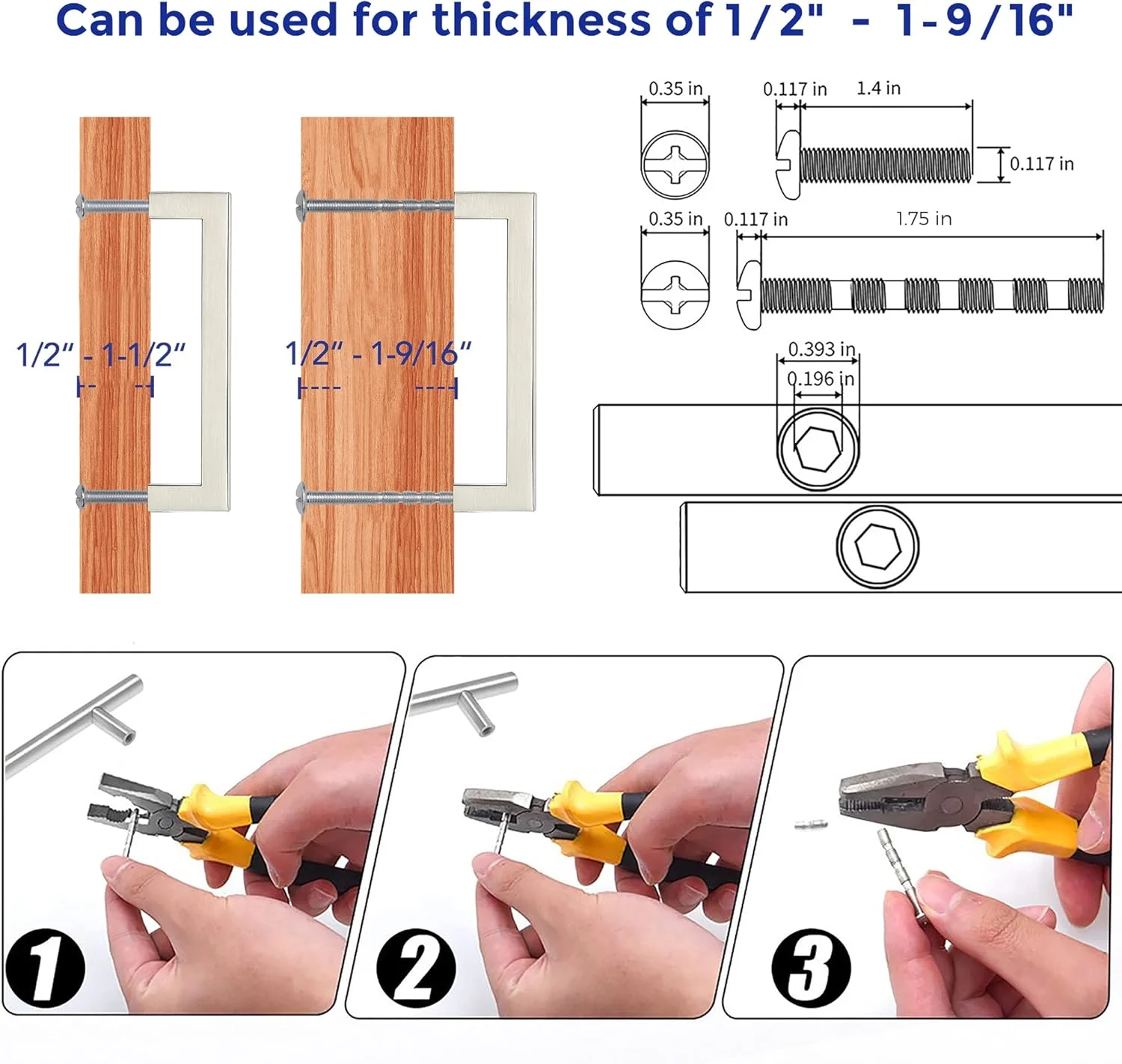 دستگیره کابینت مربعی آشپزخانه Oasisgalore، بسته 3 عددی، 5 اینچی، نیکل ساتن، دستگیره کشو، سخت افزار کابینت آشپزخانه، دستگیره کابینت، دستگیره کمد، دستگیره کشو