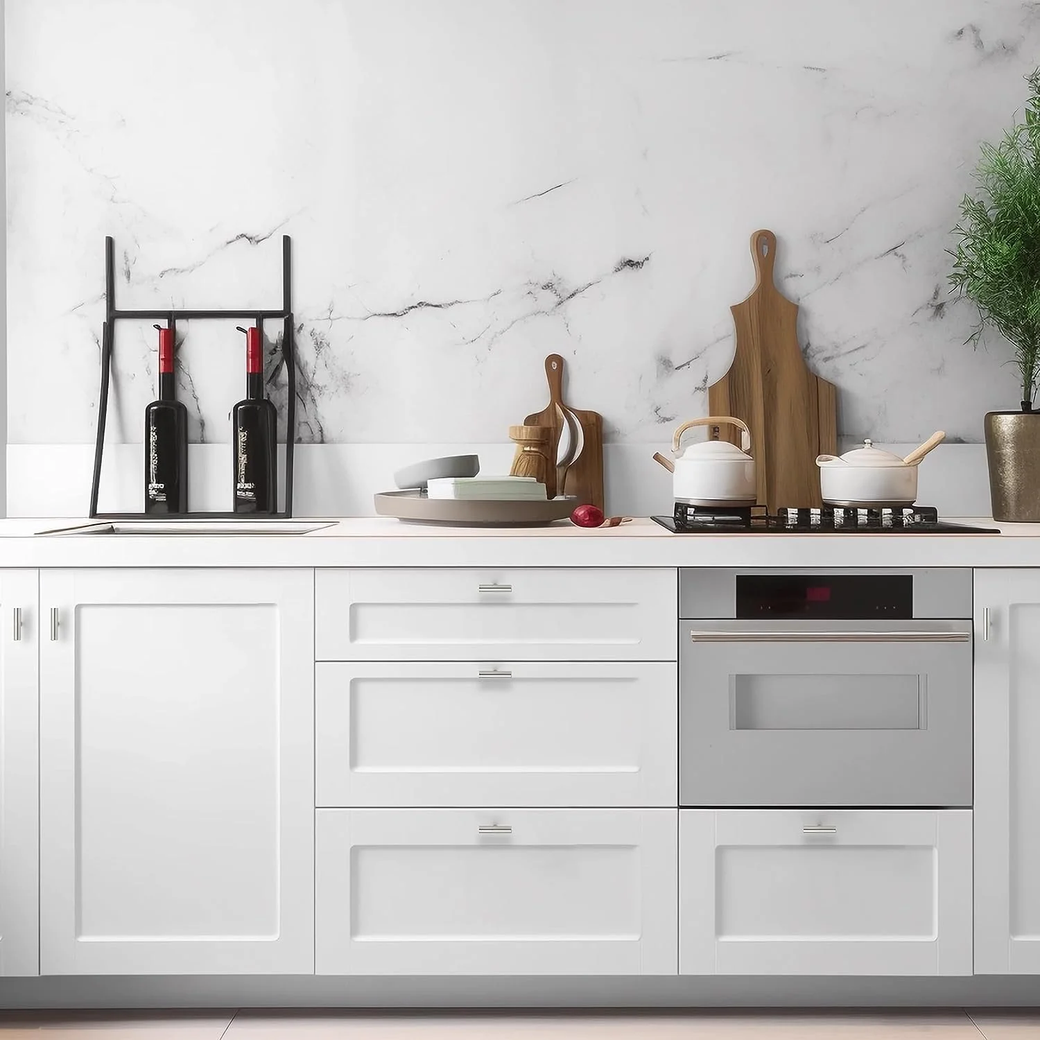 دستگیره کابینت لونیما 10 عددی 50 میلی متری با پیچ، دستگیره استیل T، کشش نقره ای برای کابینت آشپزخانه و کمد