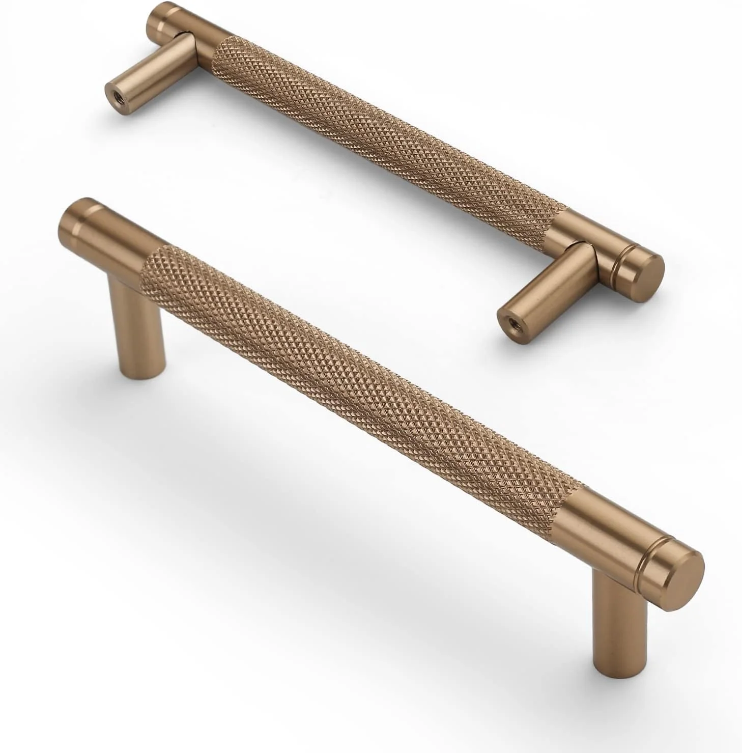 دستگیره کابینت برنزی شامپاین آسیدراما، 10 عددی، 5 اینچی (128 میلی‌متر)، دستگیره های آجدار کابینت، دستگیره کمد، یراق آلات طلایی کابینت آشپزخانه برای کشوهای کمد