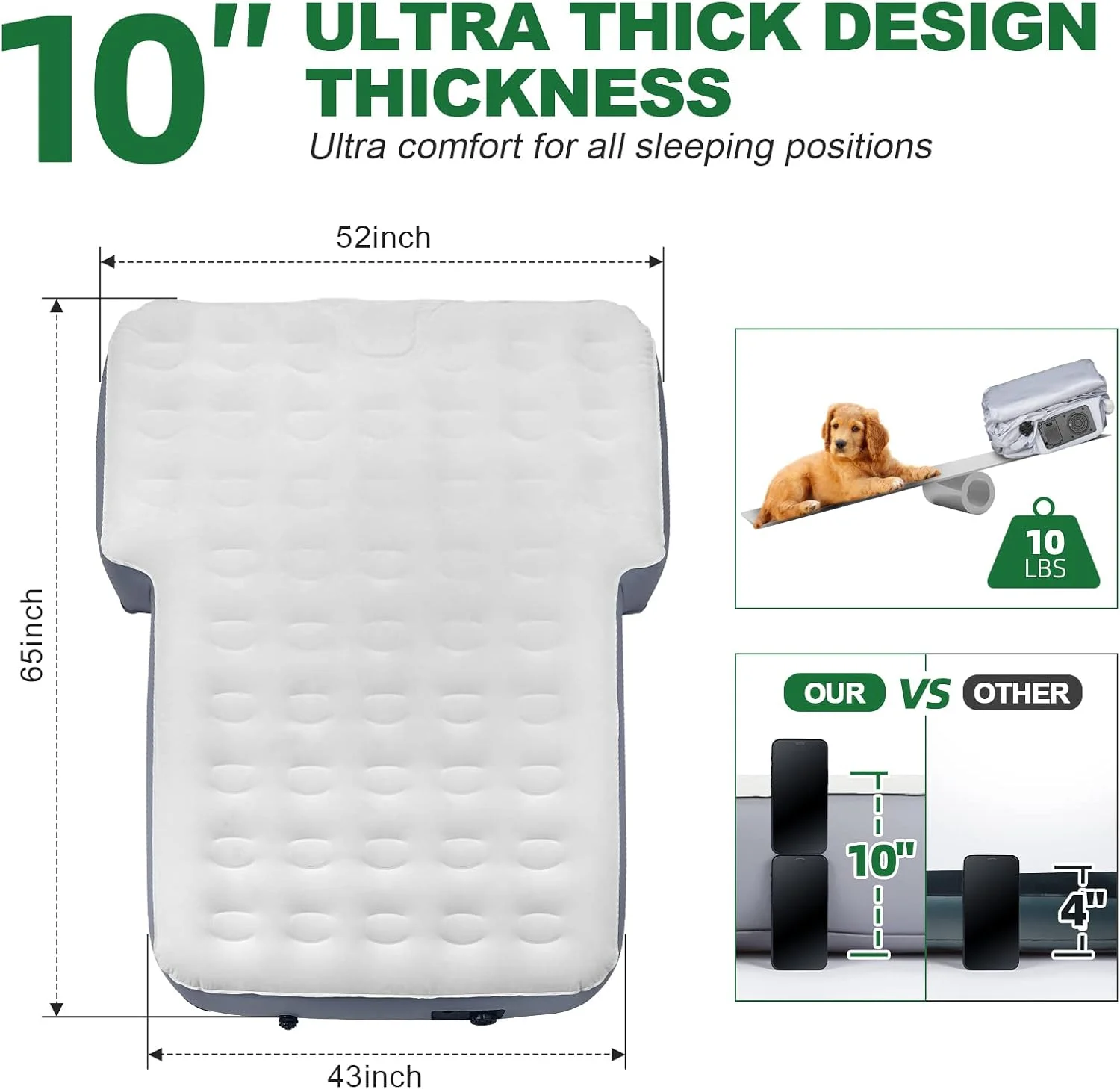 تشک بادی ضخیم 10 اینچی Sokeface برای خودروهای شاسی بلند، تخت خواب بادی برای جیپ JK JKU JL JLU Unlimited 4 Door تویوتا 4 رانر فورد برونکو 2021 2022 سوبارو فارستر 1998-2023 تشک بادی ضخیم 10 اینچی Sokeface برای خودروهای شاسی بلند، تخت خواب بادی برای جیپ JK JKU JL JLU Unlimited 4 Door تویوتا 4 رانر فورد برونکو 2021 2022 سوبارو فارستر 1998-2023