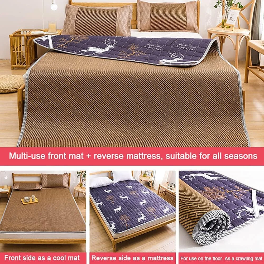 تشک خنک کننده تخت خواب حصیری بامبو مناسب فصل تابستان / تشک راتان، تشک تاشو کربنیزه شده مناسب تهویه مطبوع BLZQSQ برای اتاق خواب، تخت دو نفره و دانشجویی تشک خنک کننده تخت خواب حصیری بامبو مناسب فصل تابستان / تشک راتان، تشک تاشو کربنیزه شده مناسب تهویه مطبوع BLZQSQ برای اتاق خواب، تخت دو نفره و دانشجویی