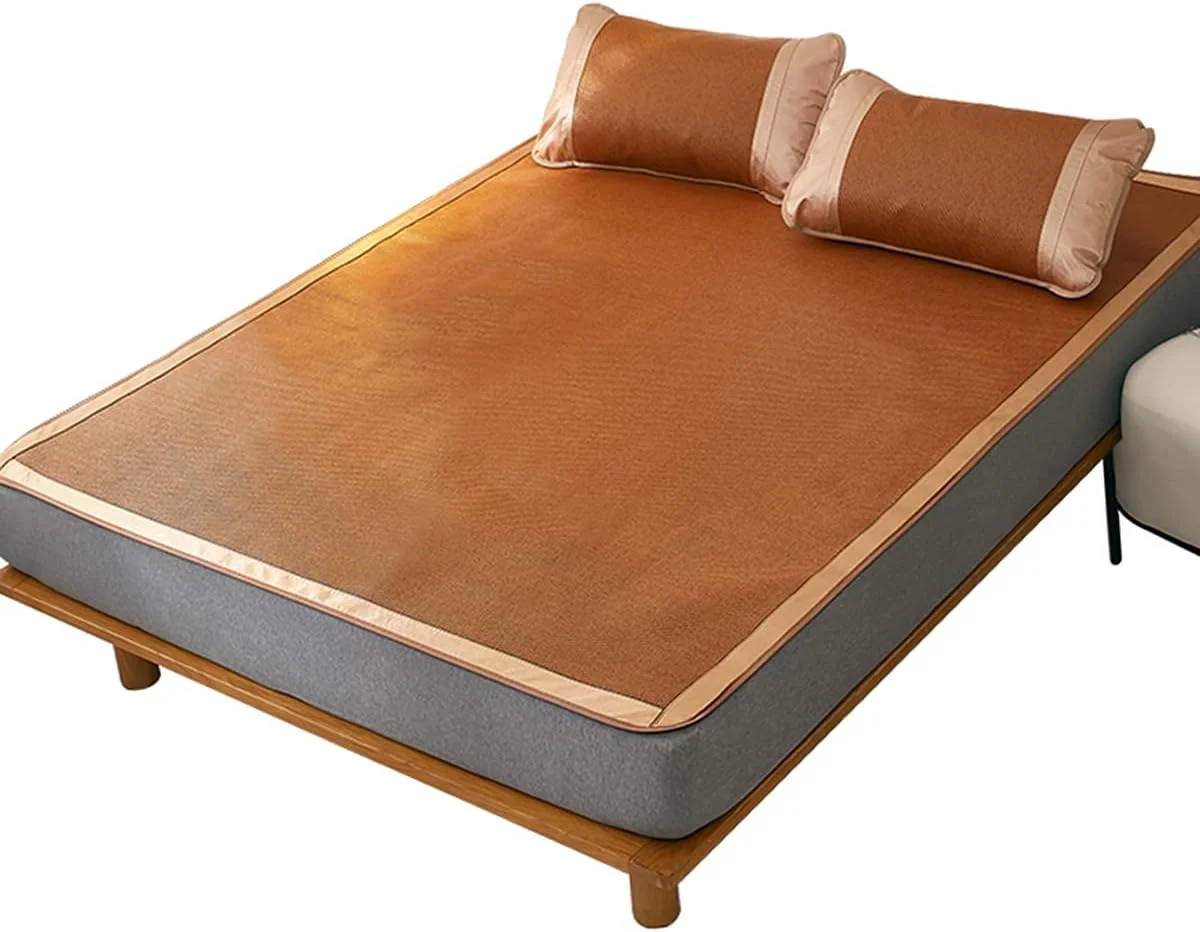 ست پد خواب و روبالشتی حصیری تابستانی، زیرانداز خواب حصیری تاشو تابستانی، تشک تاشو دو طرفه برای رختخواب، کوسن خنک و صاف برای خوابگاه دانشجویی، اتاق خواب منزل و مدرسه ست پد خواب و روبالشتی حصیری تابستانی، زیرانداز خواب حصیری تاشو تابستانی، تشک تاشو دو طرفه برای رختخواب، کوسن خنک و صاف برای خوابگاه دانشجویی، اتاق خواب منزل و مدرسه