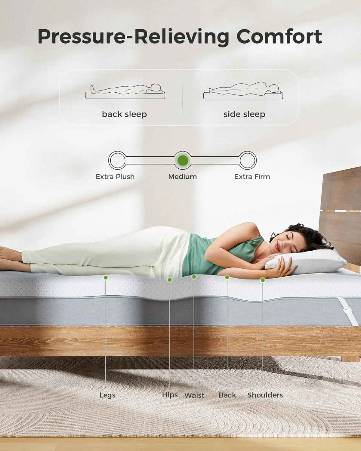 رویه تشک پرلکر سایز Twin XL - پد تشک فوم مموری خنک کننده 3 اینچی برای کاهش فشار، رویه تخت با روکش بامبو، قابل جدا شدن و شستشو و ضد لغزش، دارای گواهینامه CertiPUR-US و Oeko-Tex