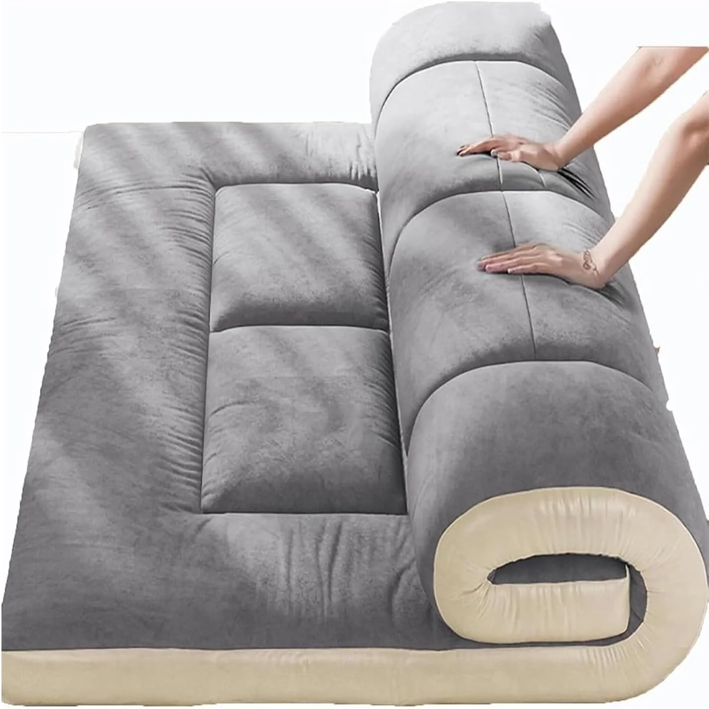 تشکچه، تشک فوتون ضخیم شده گرم و قابل حمل، تشک خوابگاهی رول آپ، تشک کمپینگ، تشک مهمان (خاکستری، 150 * 200 سانتی متر) تشکچه، تشک فوتون ضخیم شده گرم و قابل حمل، تشک خوابگاهی رول آپ، تشک کمپینگ، تشک مهمان (خاکستری، 150 * 200 سانتی متر)