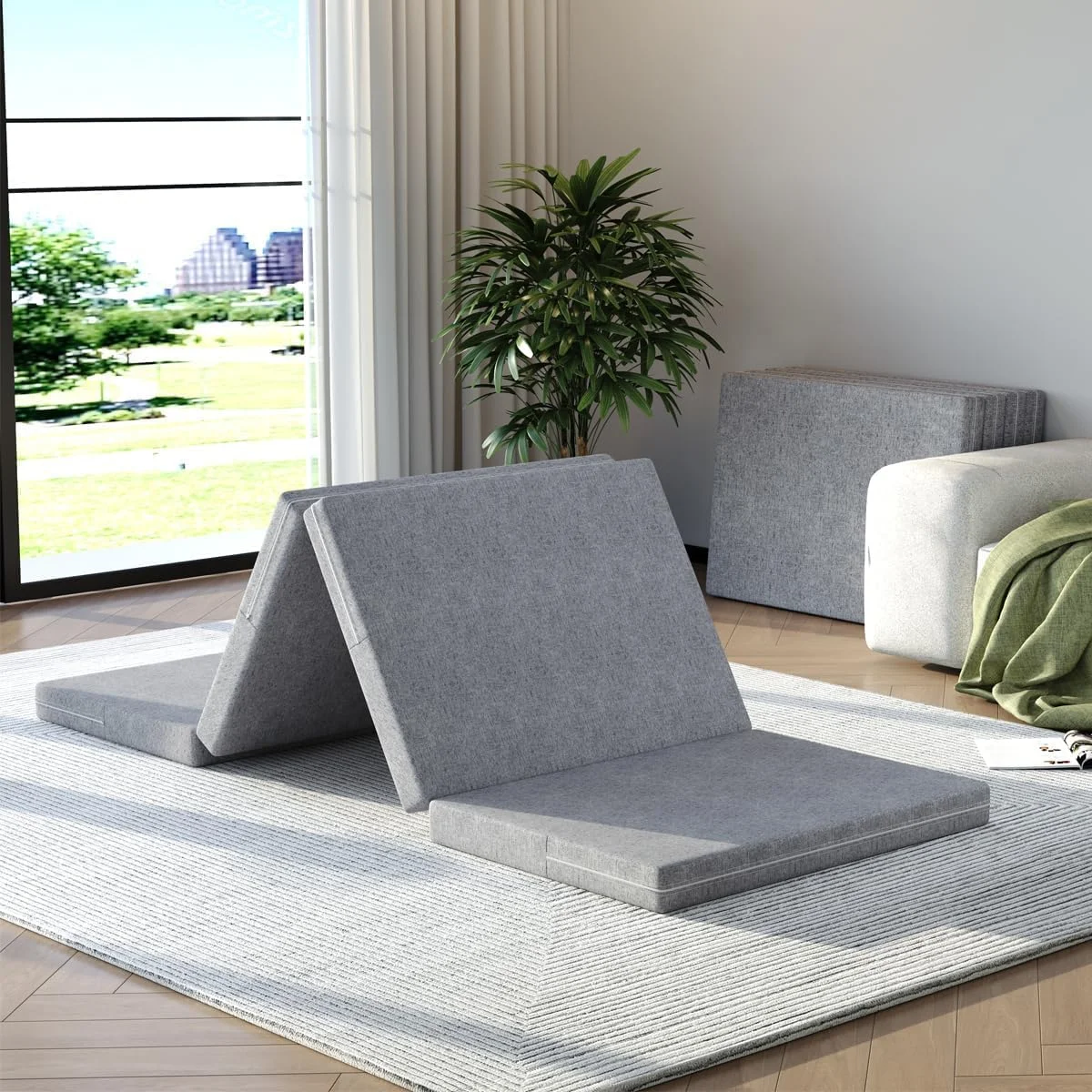 تشک تاشو SKADE با اسفنج الاستیک بالا، تشک فوم 4 لایه با دسته، روکش قابل شستشو، نسبتاً سفت، تنفس پذیر، مناسب برای تخت خواب زمینی برای کمپینگ و مسافرت (70 * 200 * 5 سانتی متر) تشک تاشو SKADE با اسفنج الاستیک بالا، تشک فوم 4 لایه با دسته، روکش قابل شستشو، نسبتاً سفت، تنفس پذیر، مناسب برای تخت خواب زمینی برای کمپینگ و مسافرت (70 * 200 * 5 سانتی متر)