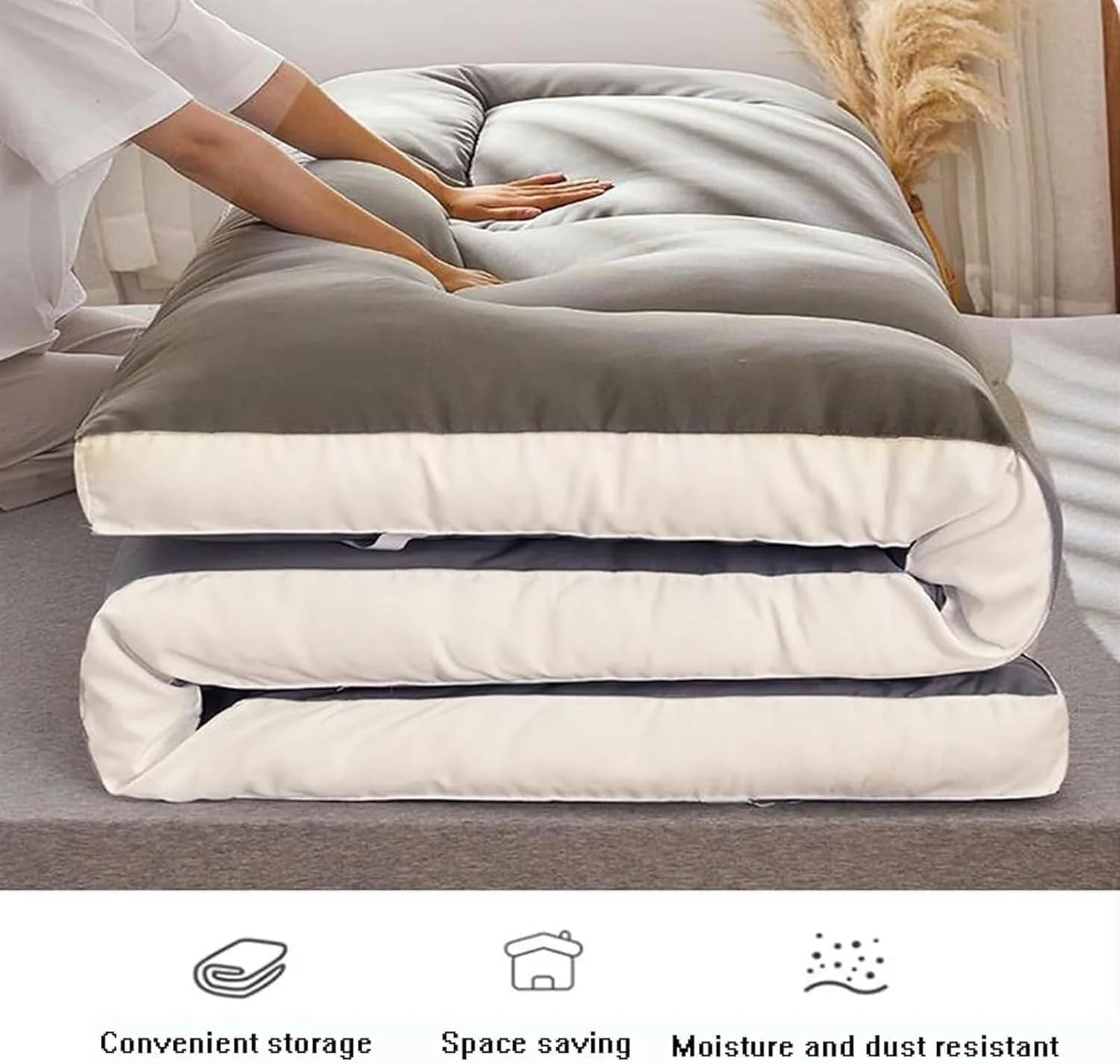 تشک فوتون زمینی، پد تشک ضخیم شده گرم قابل حمل رول آپ تشک خوابگاهی تشک کمپینگ تشک مهمان (خاکستری تیره، 150 * 200 سانتی متر) تشک فوتون زمینی، پد تشک ضخیم شده گرم قابل حمل رول آپ تشک خوابگاهی تشک کمپینگ تشک مهمان (خاکستری تیره، 150 * 200 سانتی متر)