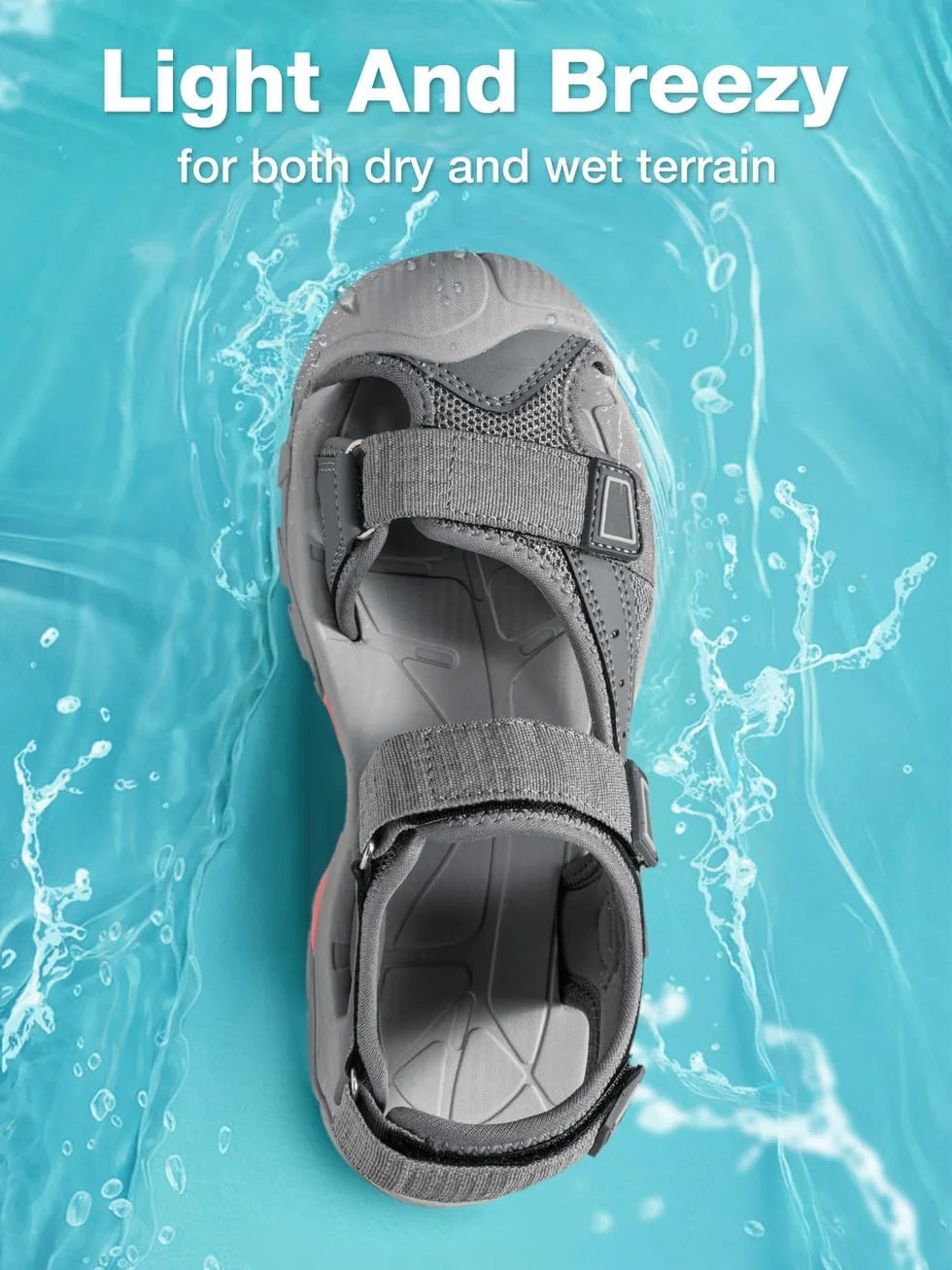 صندل مردانه چرم شتری، صندل های پیاده روی ضد آب، صندل های تابستانی با انگشتان بسته، صندل های ورزشی قابل تنظیم برای فضای باز، کفش های آبی برای سفر، ورزش، ساحل و پیاده روی