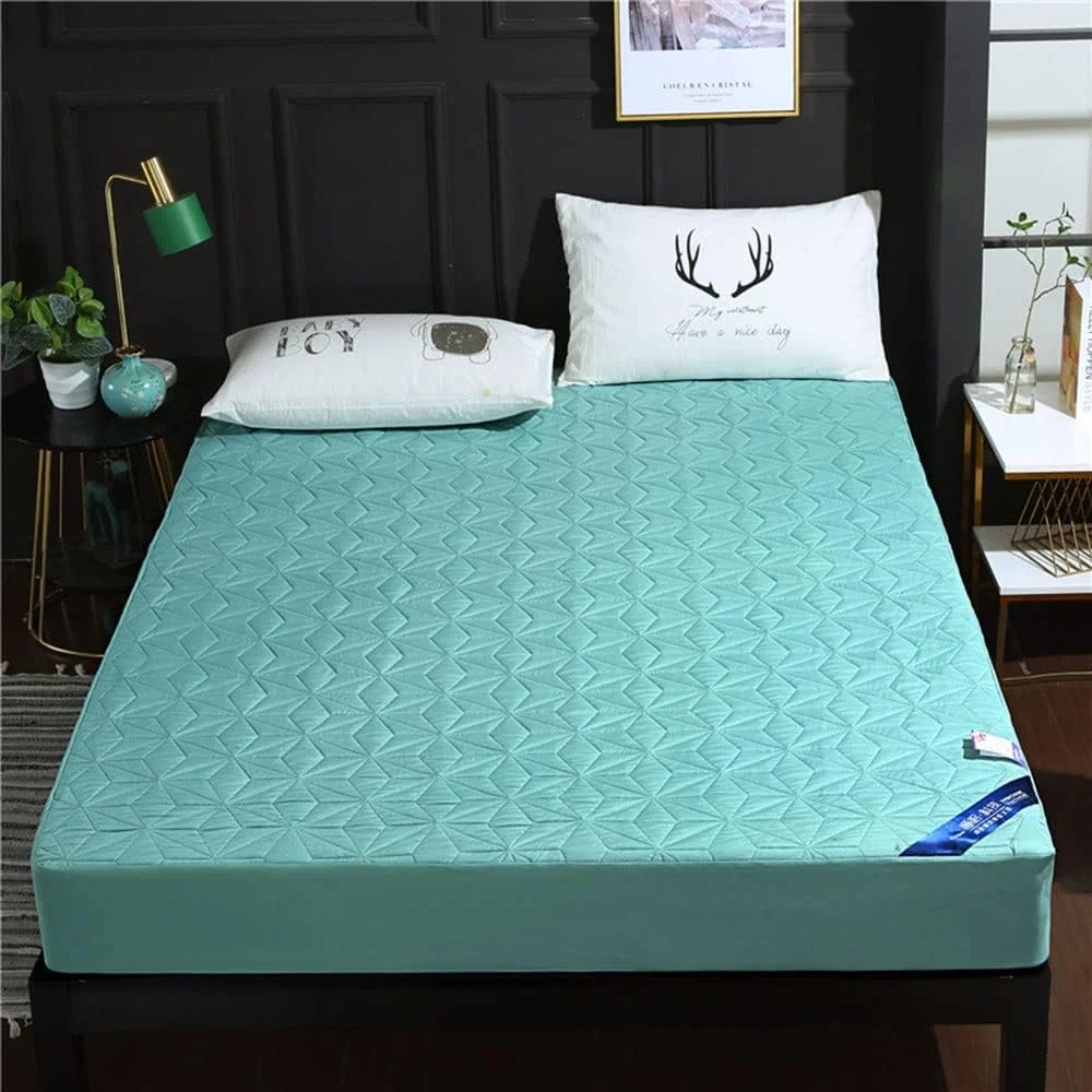 محافظ تشک ضد آب 100% دونفره، روکش تشک سایز دونفره، محافظ تشک لحافی فوق العاده نرم با جیب عمیق تا 10 اینچ، سبز، 150X200 محافظ تشک ضد آب 100% دونفره، روکش تشک سایز دونفره، محافظ تشک لحافی فوق العاده نرم با جیب عمیق تا 10 اینچ، سبز، 150X200