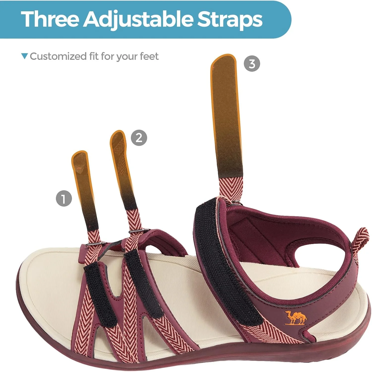 صندل پیاده روی زنانه کمِل کراون، صندل های بندی آبی، صندل پیاده روی سبک و راحت برای ورزش های فضای باز