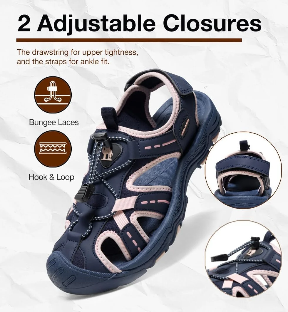 صندل تابستانی راحت زنانه کمل کراون، صندل ساحلی تنفسی، صندل پیاده روی کمپینگ قابل تنظیم در فضای باز، صندل ورزشی برای سفر آبی و پیاده روی