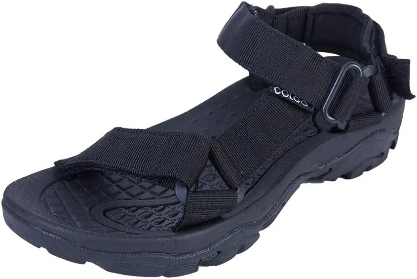 صندل ورزشی زنانه و مردانه Colgo، صندل های پیاده روی کلاسیک و راحت با پشتیبانی از قوس پا، کفش های ساحلی و آب نوردی مناسب فضای باز (سایز 11 M US، مشکی - زنانه)