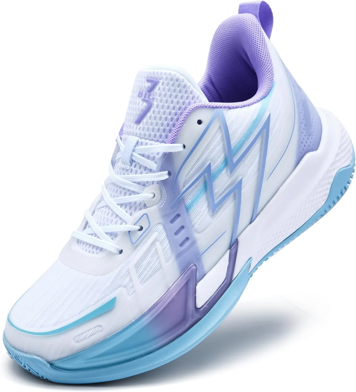 کفش بسکتبال مردانه و زنانه CJSPORX، تنفس پذیر، ضد لغزش، کتانی های مد روز فضای باز، سفید و بنفش - 6، سایز 40.5 زنانه / 39 مردانه