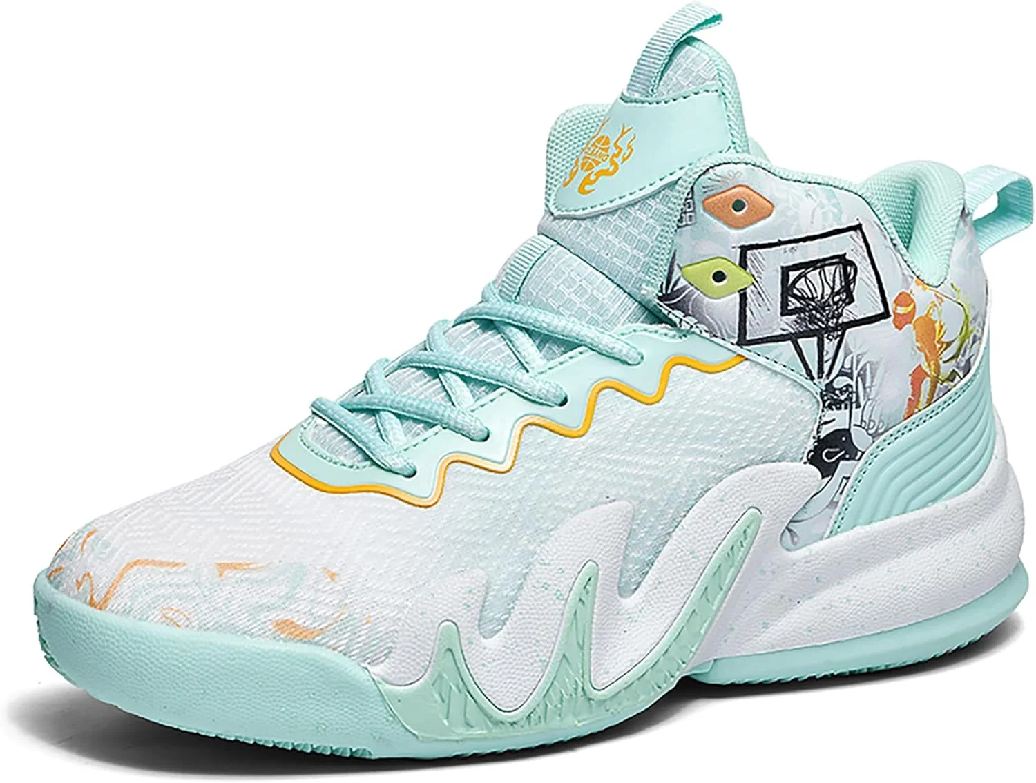 کفش بسکتبال زنانه و مردانه CJSPORX، تنفس پذیر، ضد لغزش، مناسب فضای باز، کتانی اسپرت یونیسکس، سفید و سبز-3، سایز 10 زنانه/8.5 مردانه