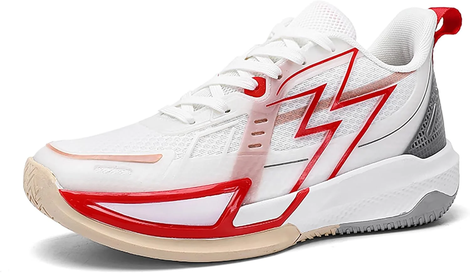 کفش بسکتبال مردانه و زنانه CJSPORX، تنفس پذیر، ضد لغزش، کتانی های مد روز فضای باز، قرمز-7، سایز 36 زنانه / 35 مردانه