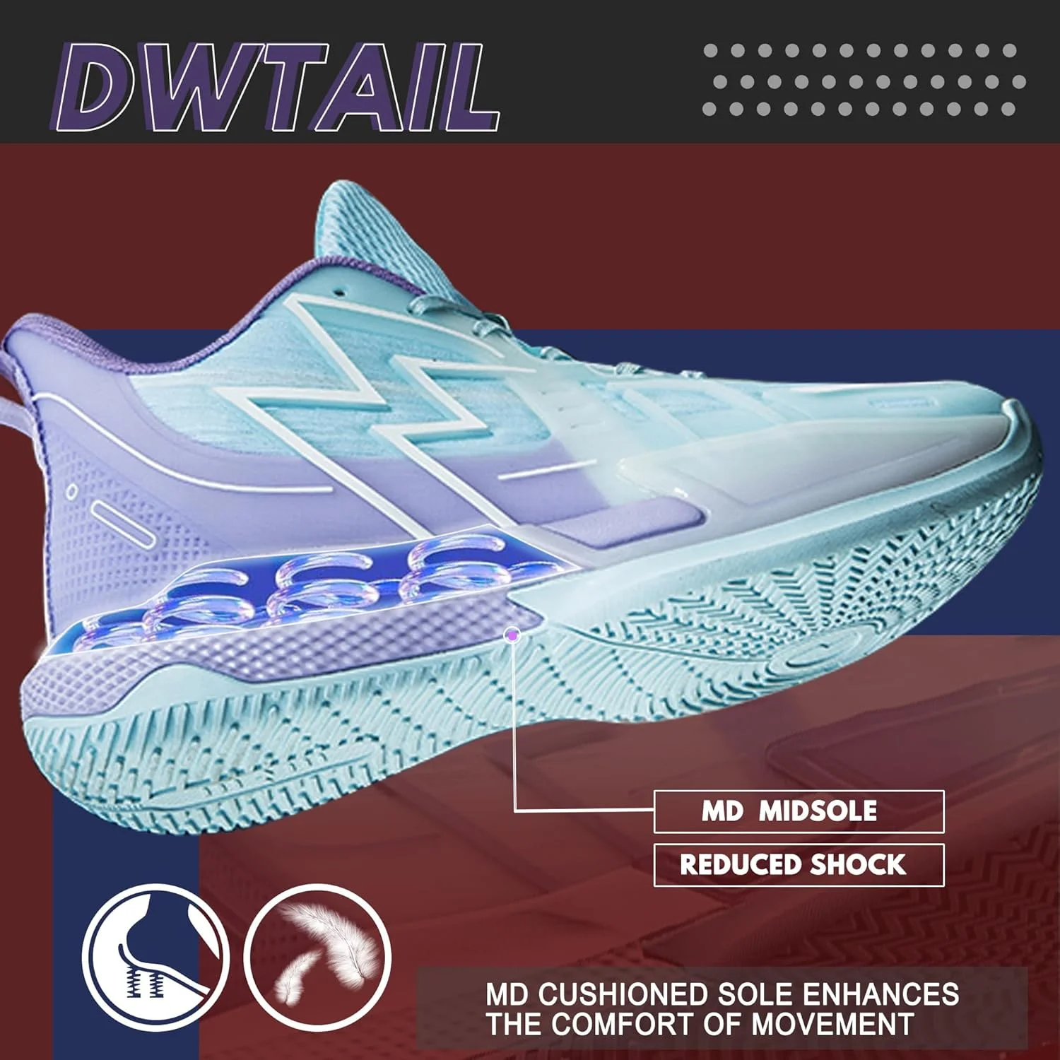 کفش بسکتبال مردانه و زنانه CJSPORX، تنفسی، ضد لغزش، مناسب فضای باز، مدل های فشن، آبی و بنفش - سایز 6، 6.5 زنانه/5.5 مردانه