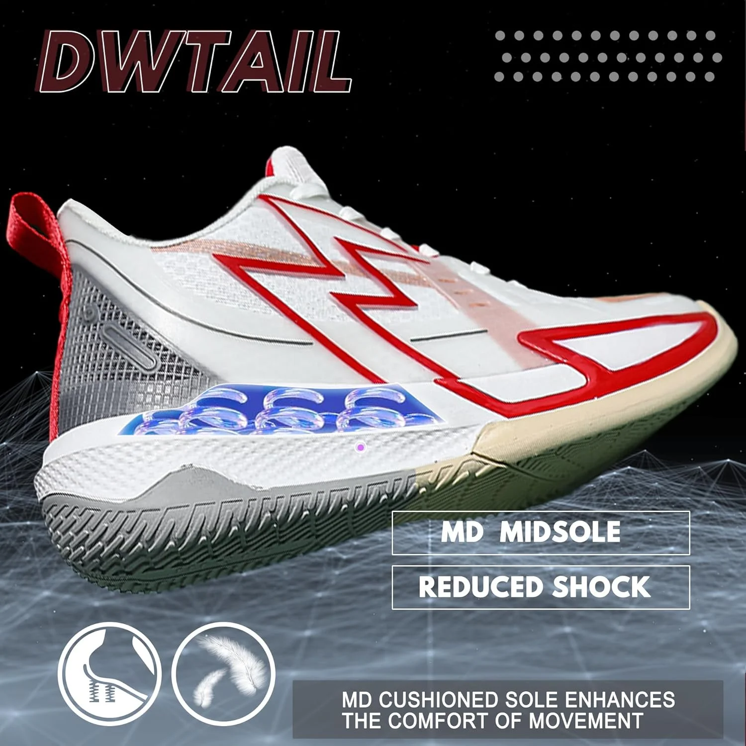 کفش بسکتبال مردانه و زنانه CJSPORX، تنفس پذیر، ضد لغزش، کتانی های مد روز فضای باز، قرمز-7، سایز 36 زنانه / 35 مردانه