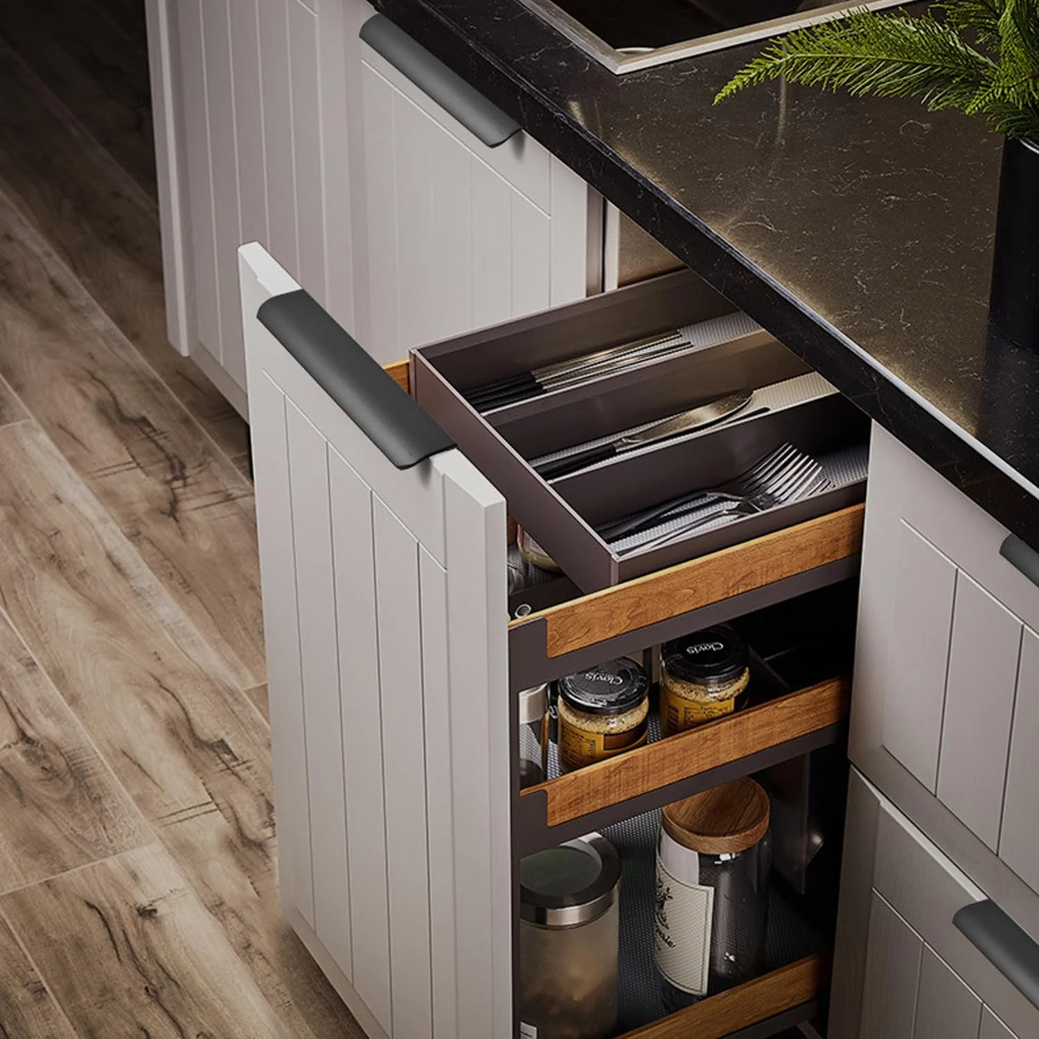 دستگیره لبه ای چسبی کابینت Cekikibi بسته 5 عددی، دستگیره مخفی کشو آلیاژ آلومینیوم مناسب آشپزخانه، بدون نیاز به سوراخکاری، دستگیره تخت چسبی کابینت (مشکی، طول کلی 15 سانتی متر)