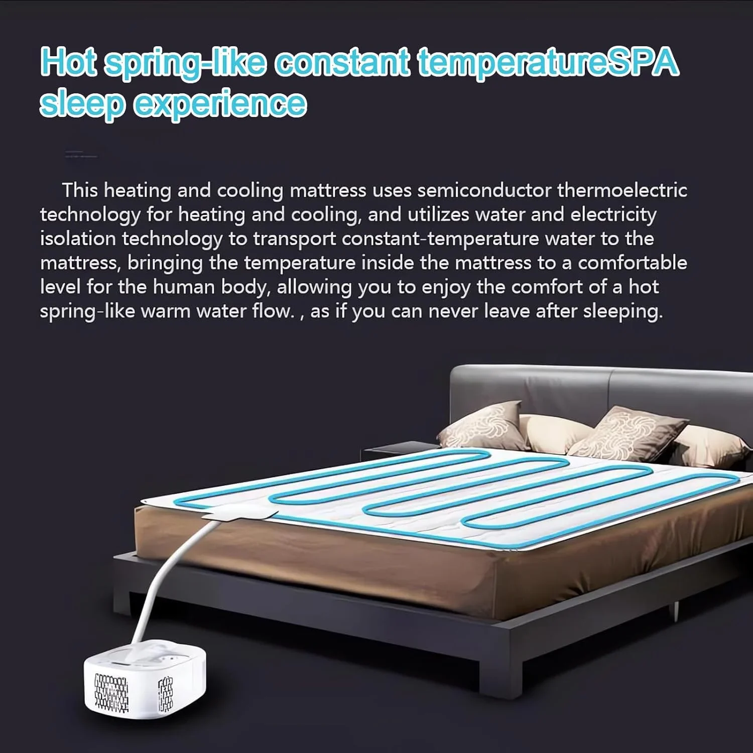 تشک خنک کننده برای تخت (یک نفره/دو نفره)، تشک خنک کننده آبی برقی، تشک/پدهای تخت تابستانی، محدوده دما: 15-40 درجه سانتیگراد، برای افراد گرمایی و تعریق شبانه، 160×70 سانتی متر