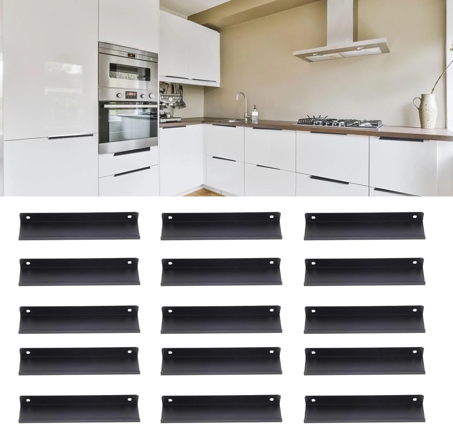 دستگیره مخفی کابینت 15 عددی، آلیاژ آلومینیوم مشکی، پوشش چند لایه ضد زنگ، مناسب برای کمد، اتاق نشیمن دستگیره مخفی کابینت 15 عددی، آلیاژ آلومینیوم مشکی، پوشش چند لایه ضد زنگ، مناسب برای کمد، اتاق نشیمن