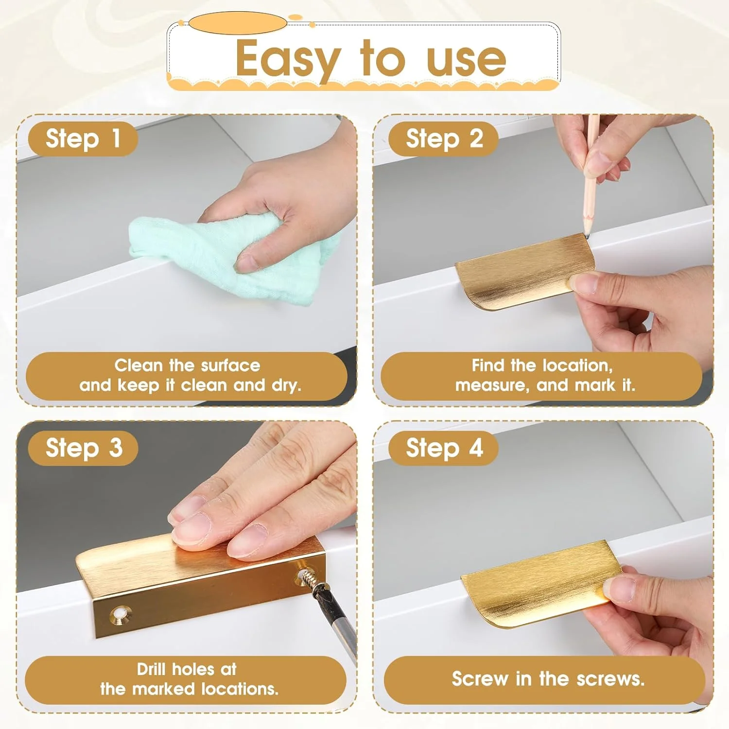 دستگیره های لبه طلایی کابینت، بسته 5 عددی، دستگیره های مخفی آلومینیومی تخت کشو 8 سانتی متری به همراه پیچ، سخت افزار لبه دستگیره کشو آشپزخانه مناسب برای کابینت آشپزخانه دستگیره های لبه طلایی کابینت، بسته 5 عددی، دستگیره های مخفی آلومینیومی تخت کشو 8 سانتی متری به همراه پیچ، سخت افزار لبه دستگیره کشو آشپزخانه مناسب برای کابینت آشپزخانه