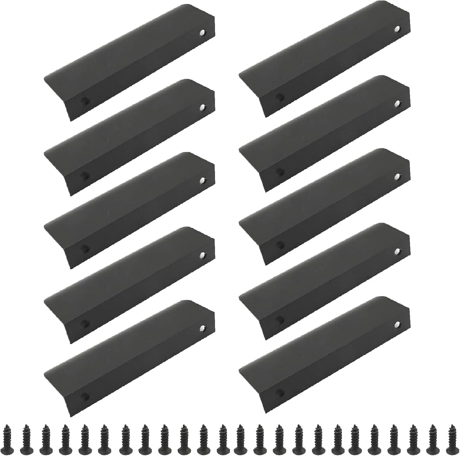 دستگیره های لبه ای کابینت CADUFUELLY 120 میلی متری، دستگیره های مشکی لبه کابینت، دستگیره لبه ای مدرن برای درب ها و کشوها در آشپزخانه، اتاق نشیمن و غذاخوری (مشکی، 10 عدد)