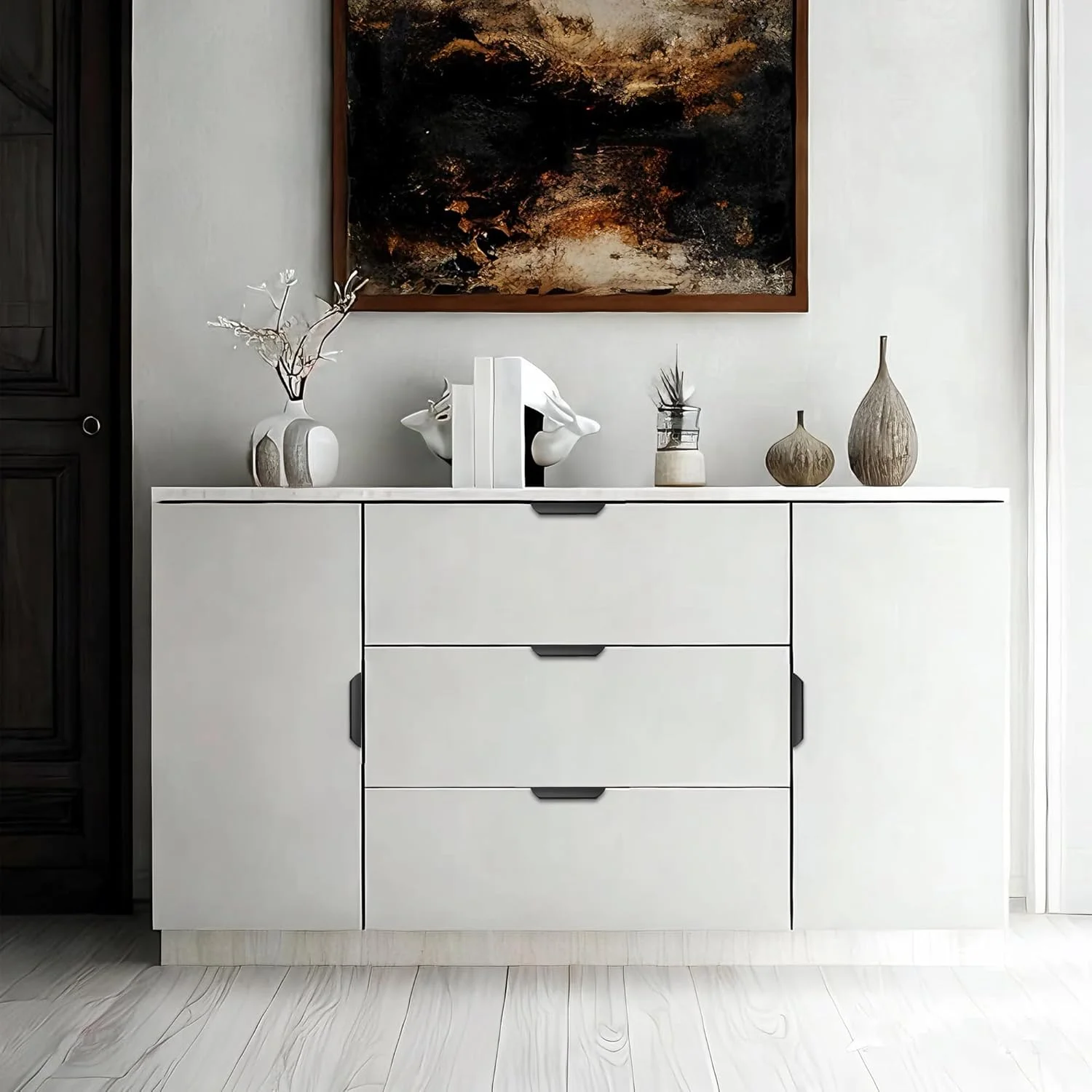 دستگیره مخفی لبه مشکی Cozy Tower، بسته 10 عددی، 8 سانتی متری، دستگیره کابینت آشپزخانه، دستگیره کمد، دستگیره کشو آلومینیومی مدرن برای درب کمد، مشکی مات