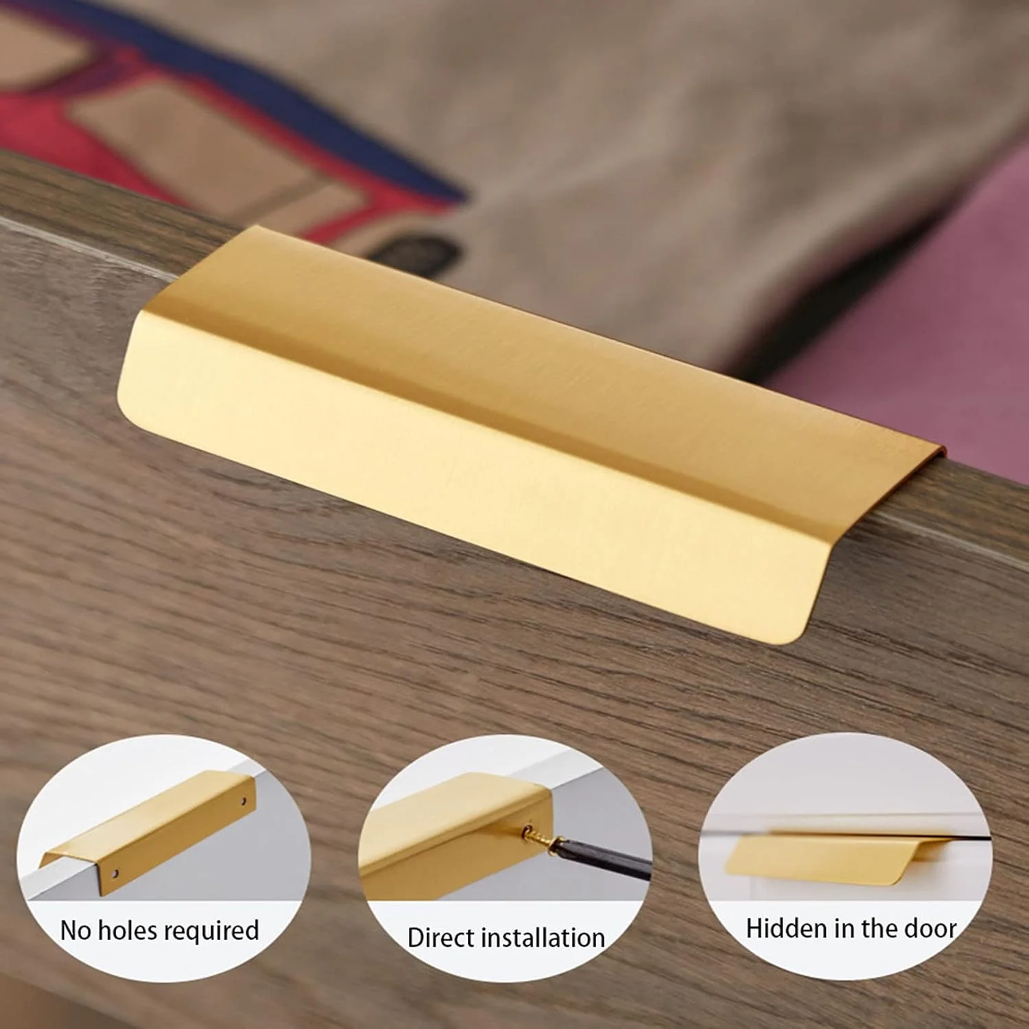 دستگیره مخفی توکار لبه انگشتی برنجی دستگیره کابینت آشپزخانه طلایی دستگیره مبلمان کشو مناسب کشو، کمد لباس، همراه با پیچ (فاصله سوراخ 96 میلی متر) دستگیره مخفی توکار لبه انگشتی برنجی دستگیره کابینت آشپزخانه طلایی دستگیره مبلمان کشو مناسب کشو، کمد لباس، همراه با پیچ (فاصله سوراخ 96 میلی متر)