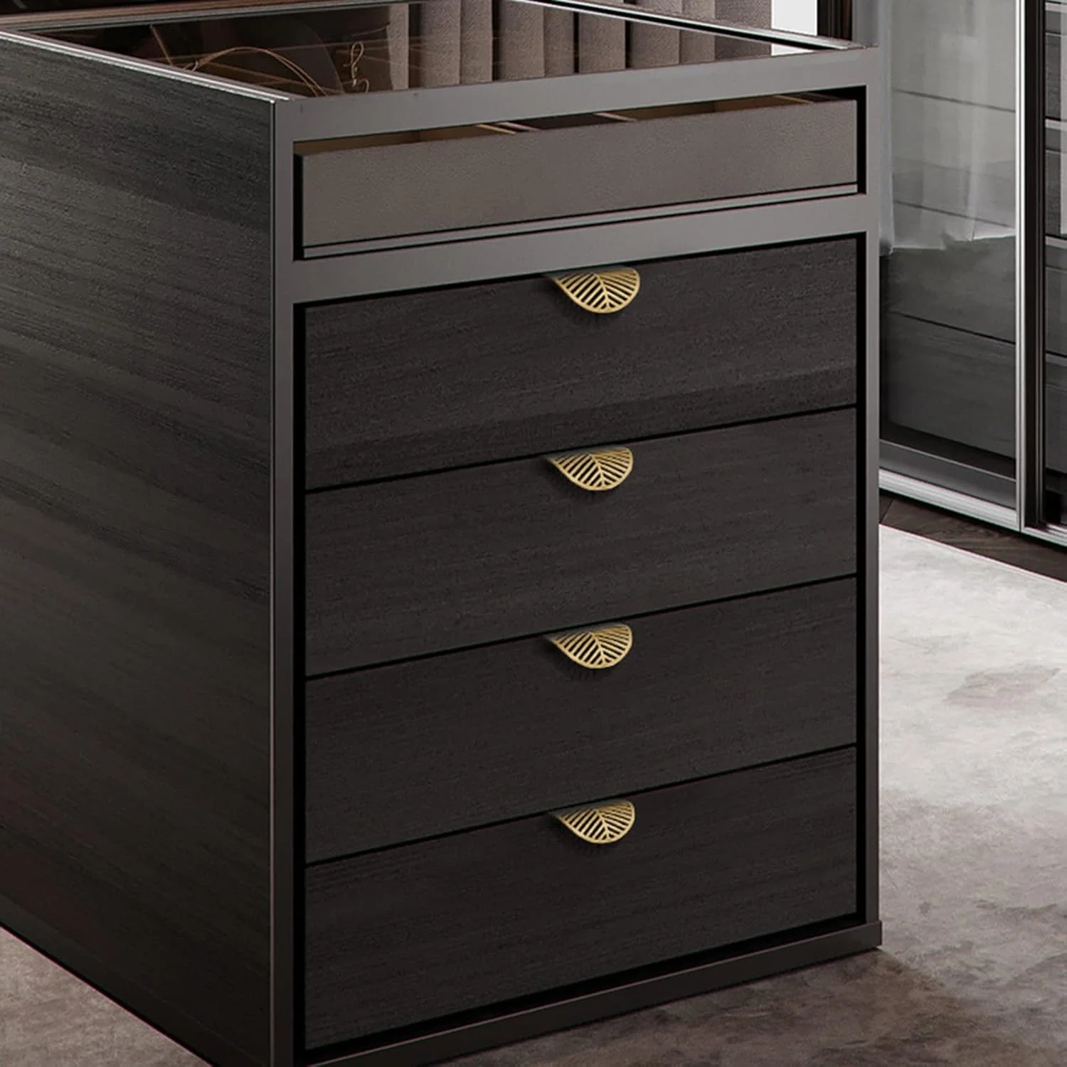 دستگیره کابینت 2 عددی، دستگیره درب کابینت آشپزخانه، دستگیره مخفی کشو، دستگیره لبه انگشتی کشو کمد، دستگیره کابینت مدرن، 6 * 2.4 سانتی متر، مشکی