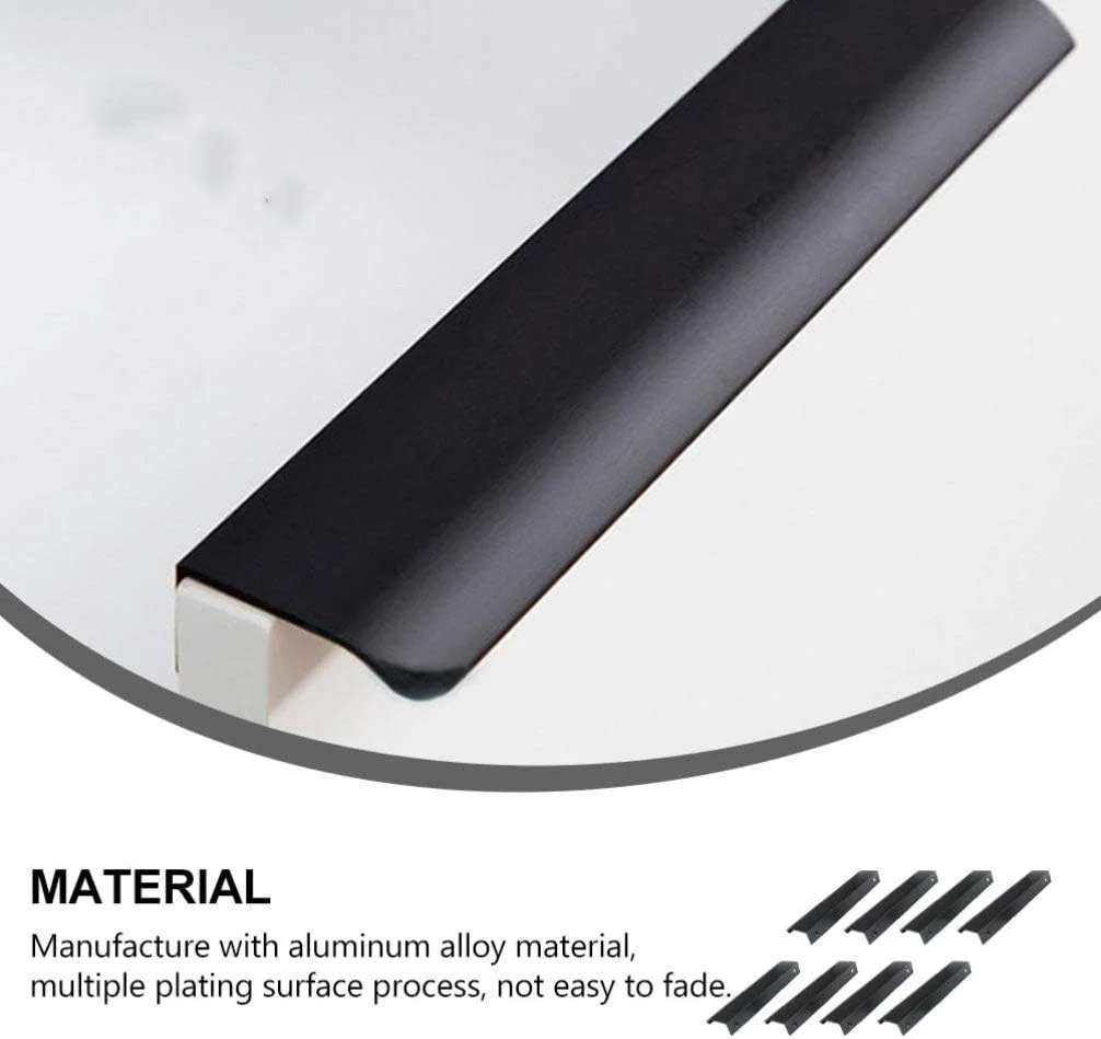 NOPQRST دستگیره مخفی 8 عددی آلیاژ آلومینیوم مشکی، دستگیره های کشویی پنهان، دستگیره انگشتی مدرن، دستگیره پشتی، دستگیره درب مشکی برای کابینت، کشو، درب آشپزخانه منزل (120 میلی متر)