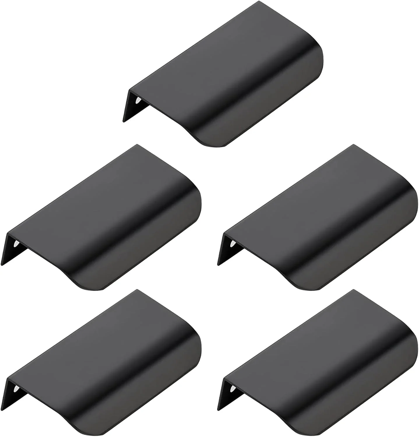 دستگیره مخفی لبه ای کابینت Zheararm بسته 5 عددی، 80 میلی متر / 3.15 اینچ، دستگیره های کشویی مخفی آشپزخانه، دستگیره آلومینیومی تخت مخفی پشتی برای کابینت ها (مشکی)