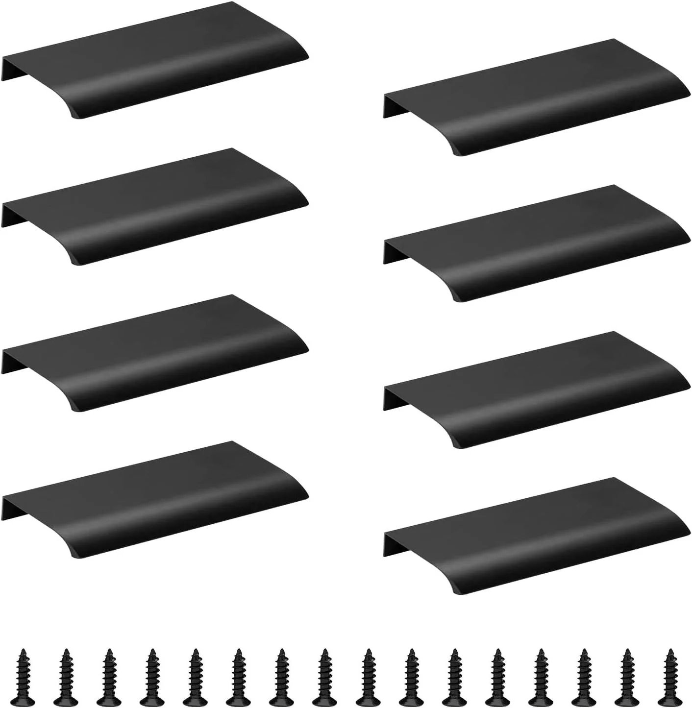 دستگیره کابینت XBLDS، بسته 8 عددی، دستگیره های مشکی لبه انگشتی، دستگیره های آلومینیومی پشتی، دستگیره های مدرن برای درب اتاق آشپزخانه، 150 میلی متر (مشکی - 8 عدد)