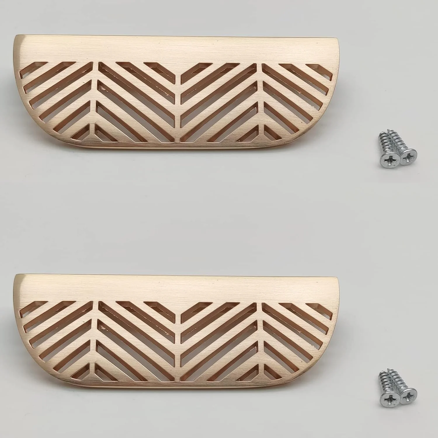 دستگیره لبه انگشتی کابینت Susenya، دستگیره ضربه ای انگشتی، دستگیره های برگی با پیچ، طول 11.7 سانتی متر، فاصله مرکز سوراخ 6.4 سانتی متر، دستگیره های طلایی کابینت آشپزخانه، آلیاژ روی، 2 عدد