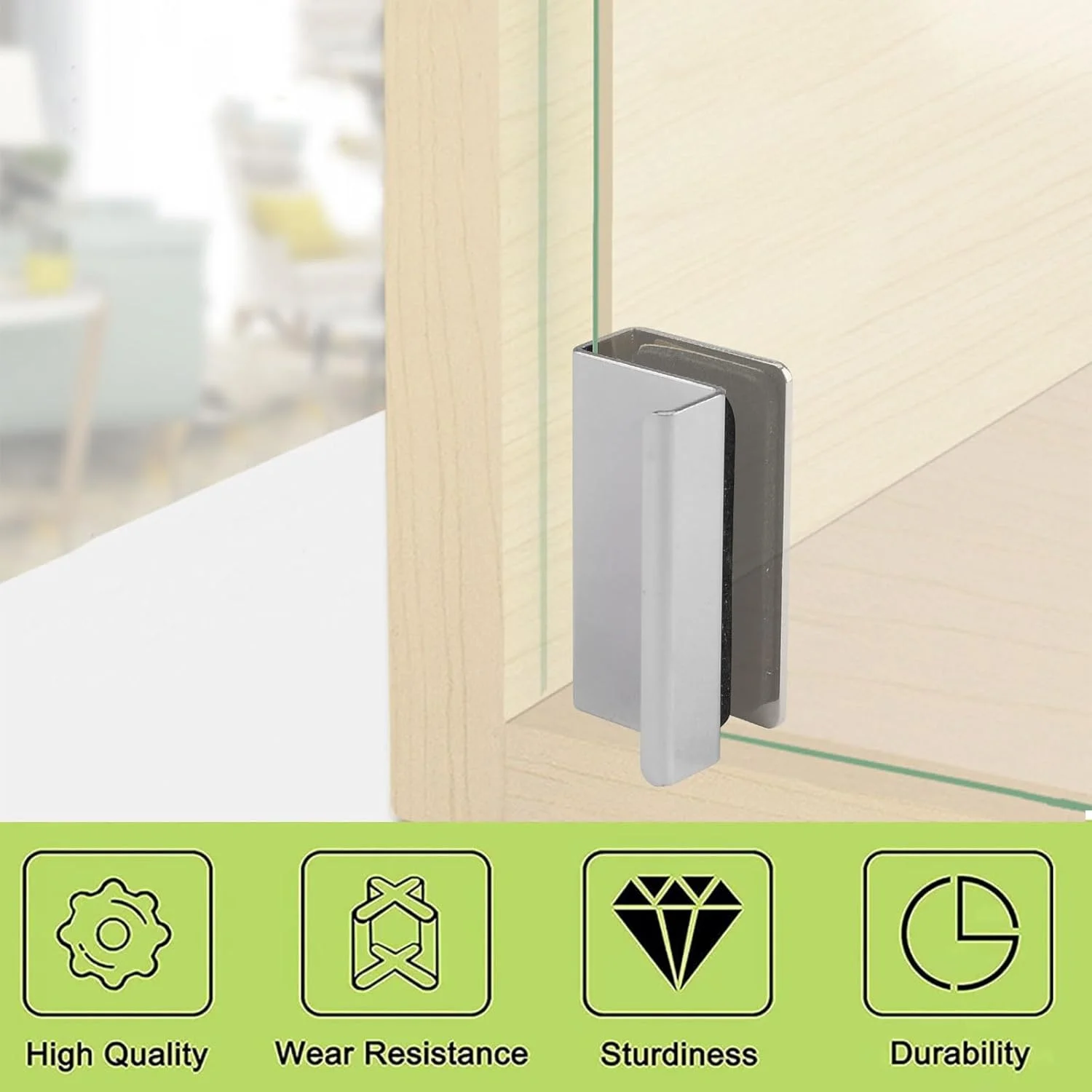 دستگیره درب شیشه ای UFURMATE، 4 عدد دستگیره انگشتی کابینت، دستگیره لبه شیشه ای، دستگیره های مخفی برای کشو، کابینت، مبلمان