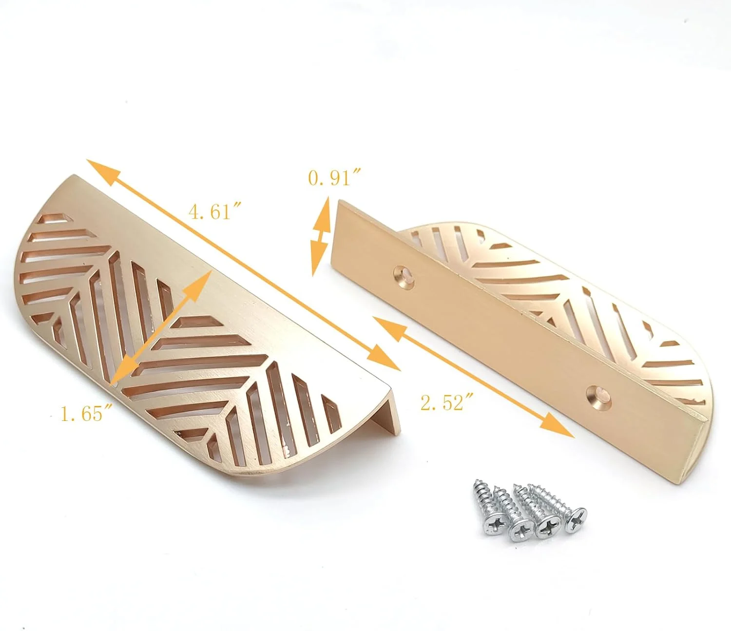 دستگیره لبه انگشتی کابینت Susenya، دستگیره ضربه ای انگشتی، دستگیره های برگی با پیچ، طول 11.7 سانتی متر، فاصله مرکز سوراخ 6.4 سانتی متر، دستگیره های طلایی کابینت آشپزخانه، آلیاژ روی، 2 عدد