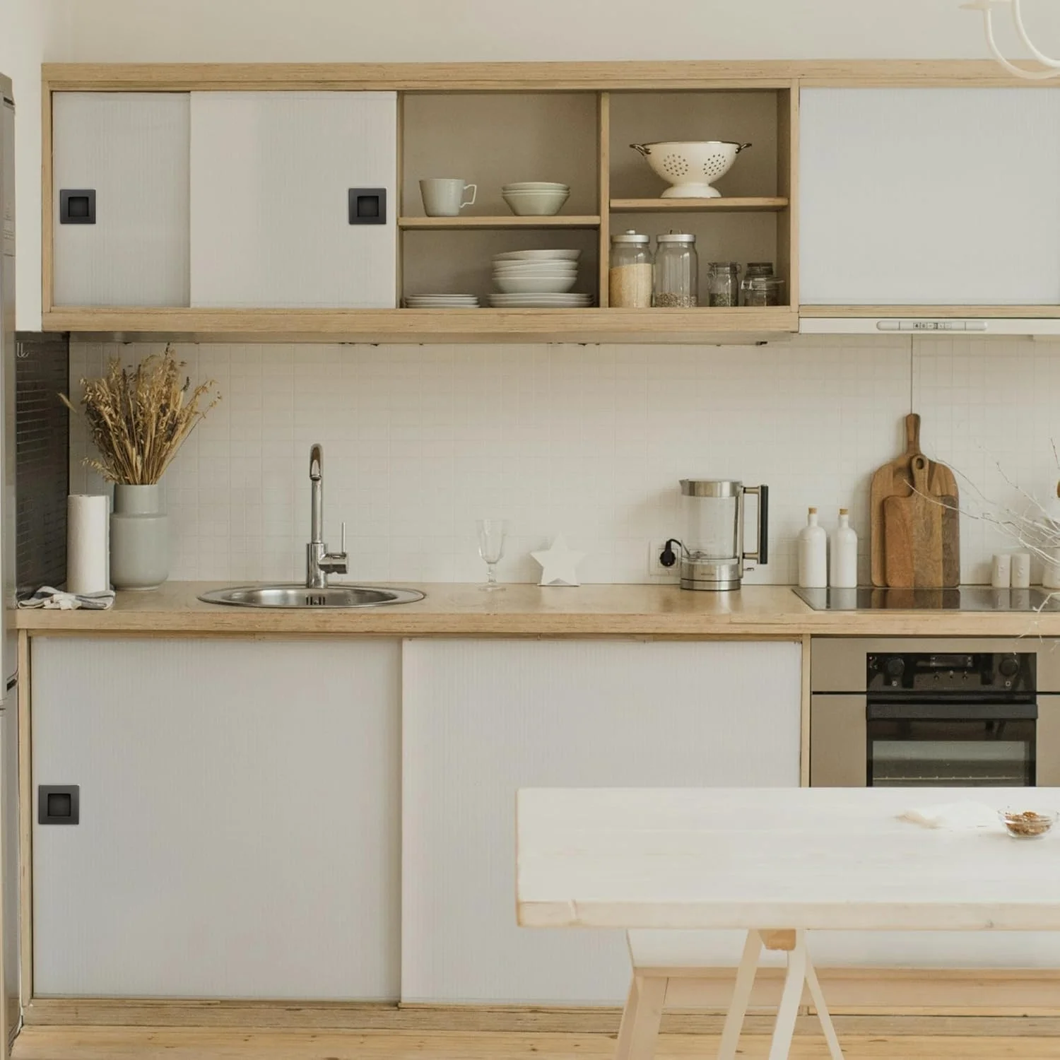 دستگیره های توکار انگشتی تزویق، مناسب برای درب های کشویی و کمد دیواری، استیل ضد زنگ مشکی مات، سخت افزار درب انبار (بسته 4 عددی)