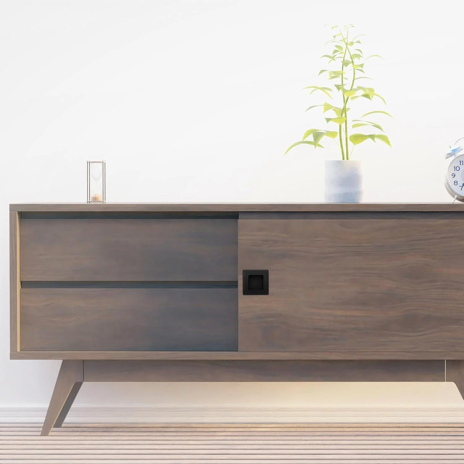 دستگیره های توکار انگشتی تزویق، مناسب برای درب های کشویی و کمد دیواری، استیل ضد زنگ مشکی مات، سخت افزار درب انبار (بسته 4 عددی)