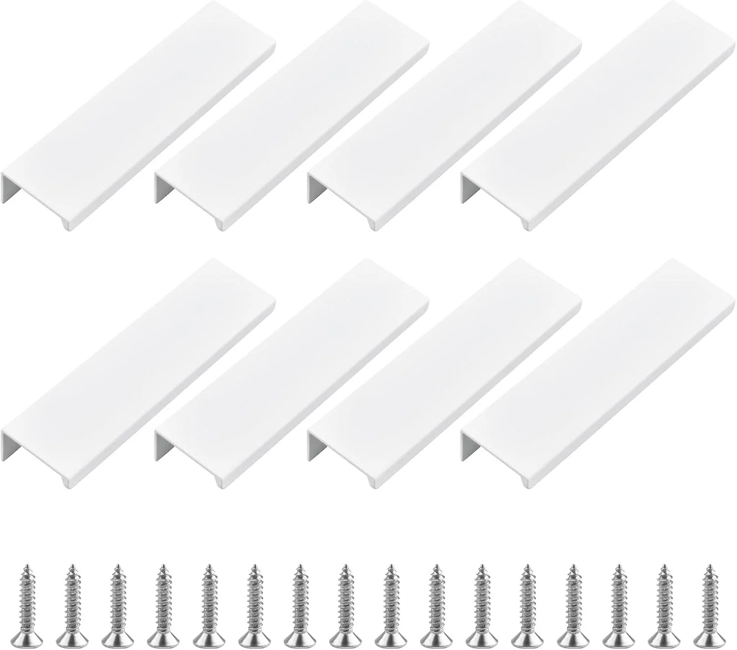 دستگیره مخفی لبه انگشتی UFURMATE، بسته 8 عددی دستگیره های آلومینیومی سفید براق، دستگیره های مخفی لبه انگشتی، دستگیره های زبانه ای نامرئی با پیچ ​​برای کشو، کابینت (120 میلی متر / 4.72 اینچ)