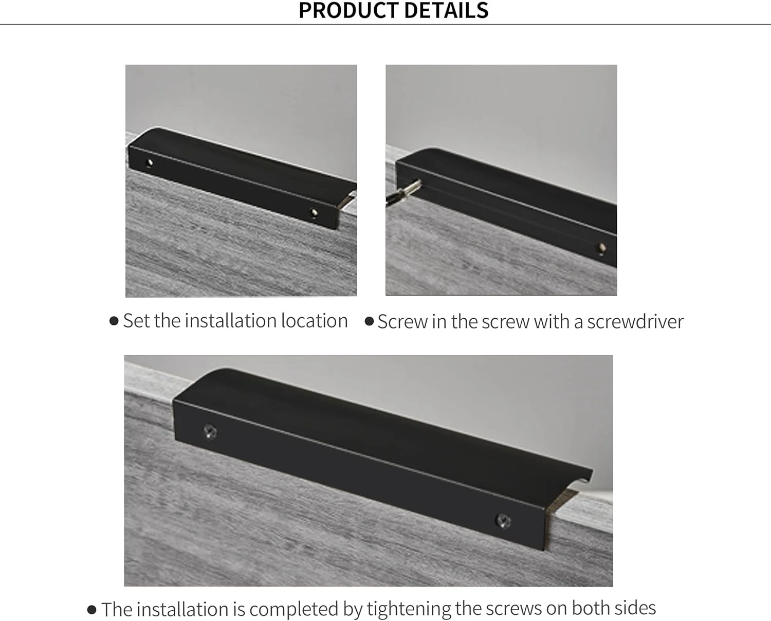 دستگیره کابینت Techoln - بسته 10 عددی دستگیره مخفی برای کابینت و کشو - دستگیره کشوی کابینت آلومینیومی شیک و مخفی برای کمد لباس، آشپزخانه (10 عدد، مشکی، طول کلی 7.87 اینچ (فاصله سوراخ 6.30 اینچ))