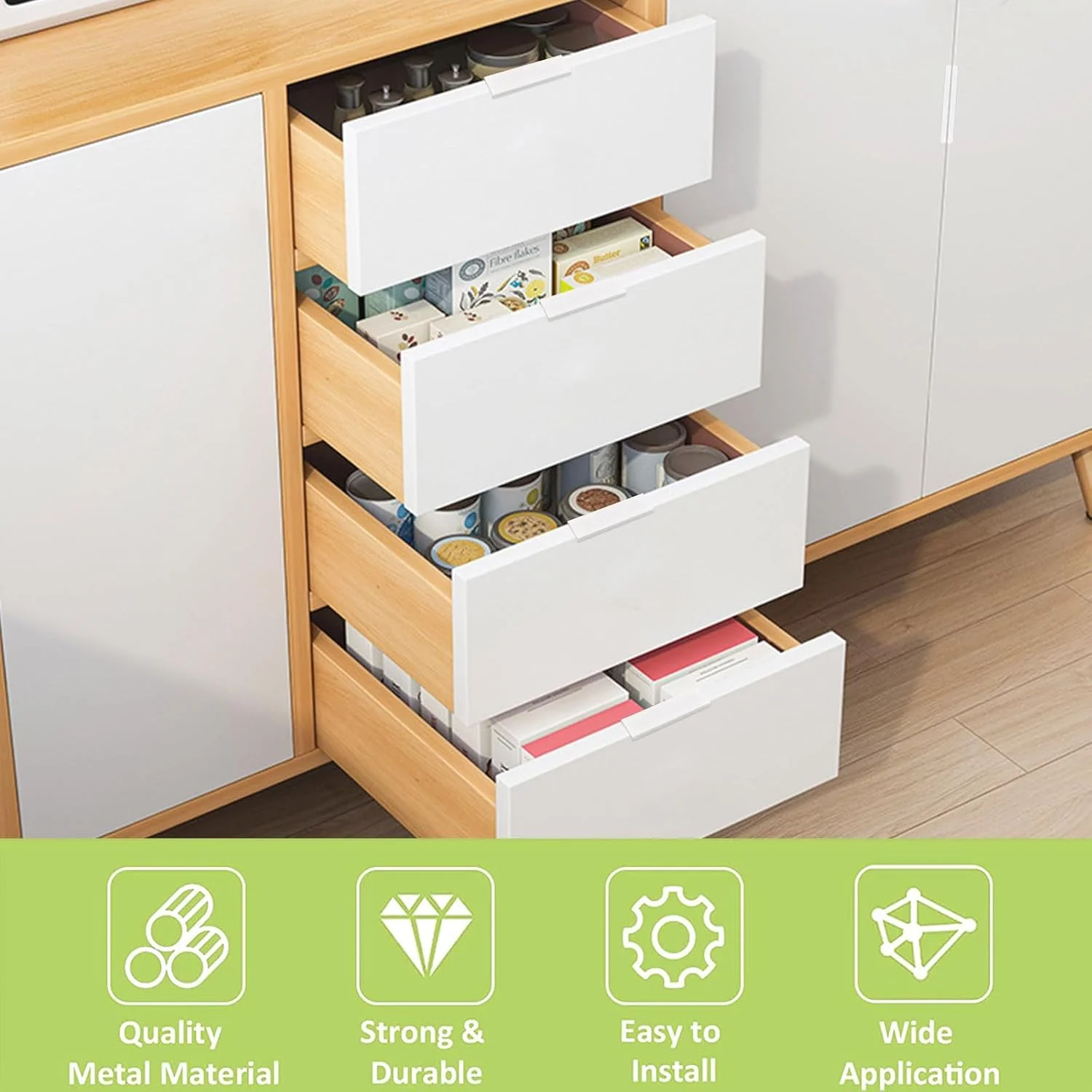 دستگیره مخفی لبه انگشتی UFURMATE، بسته 8 عددی دستگیره های آلومینیومی سفید براق، دستگیره های مخفی لبه انگشتی، دستگیره های زبانه ای نامرئی با پیچ ​​برای کشو، کابینت (120 میلی متر / 4.72 اینچ)