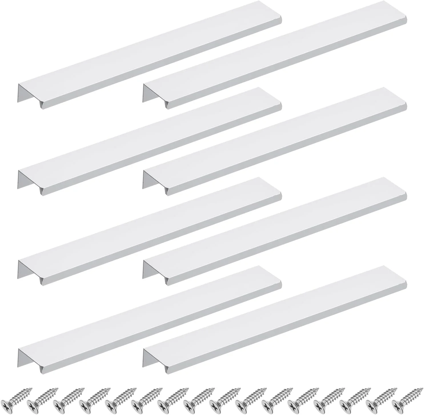 سورسینگ مپ دستگیره لبه انگشتی کابینت، 8 عدد 250 میلی متر / 9.84 اینچ آلیاژ آلومینیوم نصب از پشت دستگیره های مخفی کابینت دستگیره پنهان برای کابینت کشو آشپزخانه منزل، نقره ای