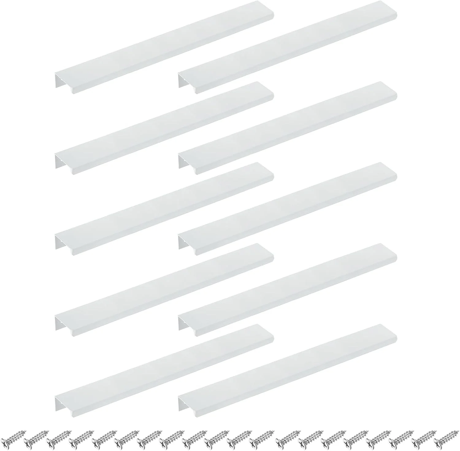 سورسینگ مپ دستگیره لبه انگشتی کابینت، 10 عدد 250 میلی متر / 9.84 اینچ آلیاژ آلومینیوم نصب پشتی دستگیره های مخفی کابینت دستگیره پنهان برای کابینت کشو آشپزخانه منزل، سفید