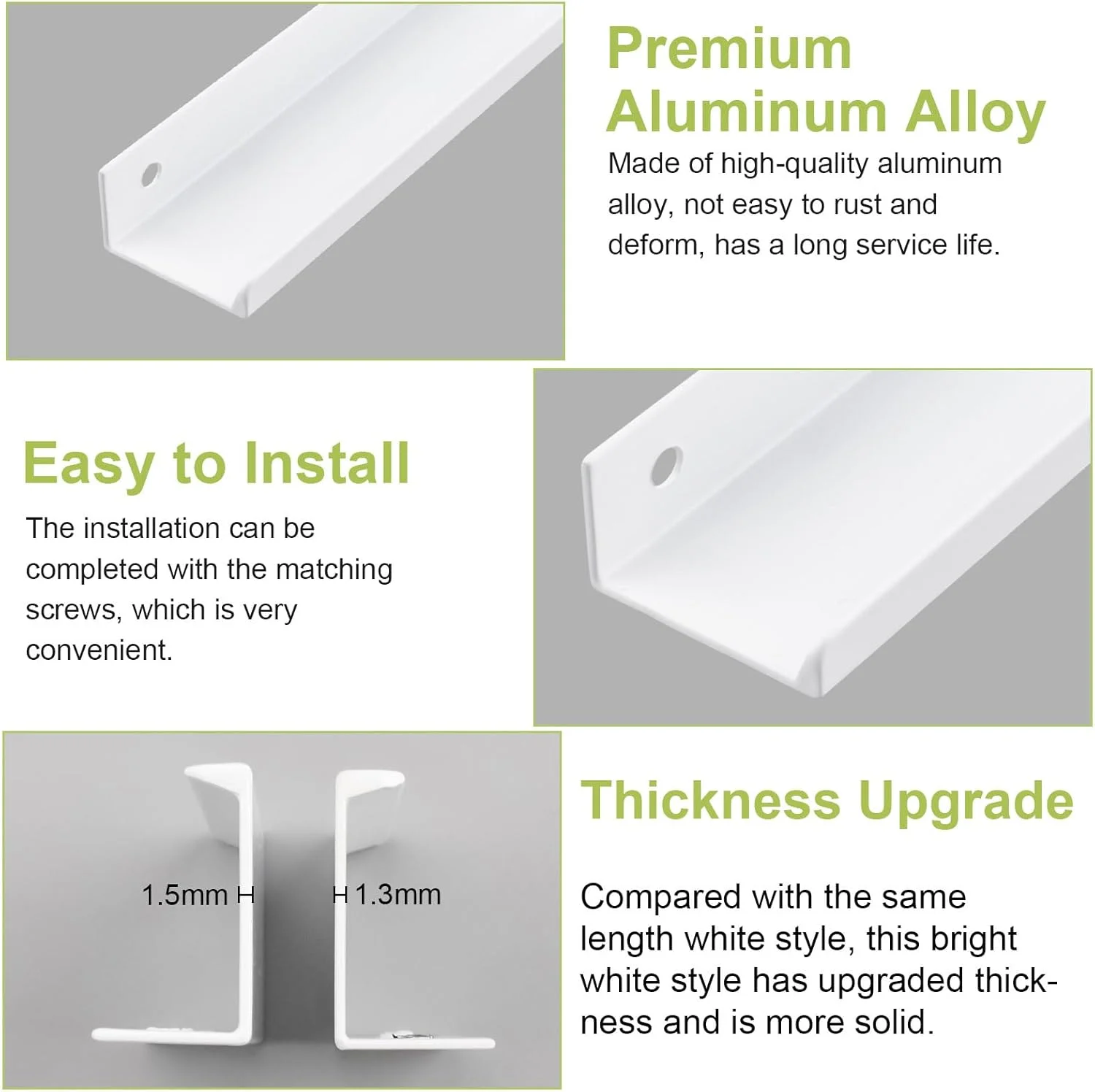دستگیره مخفی لبه انگشتی UFURMATE، بسته 8 عددی دستگیره های آلومینیومی سفید براق، دستگیره های مخفی لبه انگشتی، دستگیره های زبانه ای نامرئی با پیچ ​​برای کشو، کابینت (120 میلی متر / 4.72 اینچ)