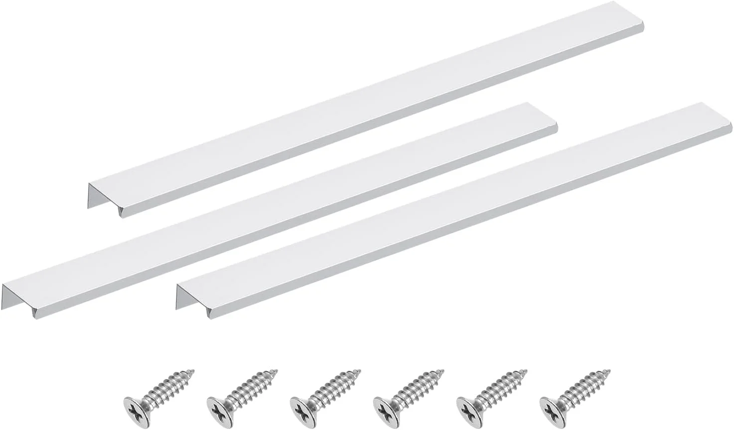 دستگیره مخفی لبه کابینت سورسیینگ مپ، 3 عدد 400 میلی متر / 15.75 اینچ آلیاژ آلومینیوم نصب از پشت، دستگیره مخفی برای کابینت کشو آشپزخانه منزل، نقره ای