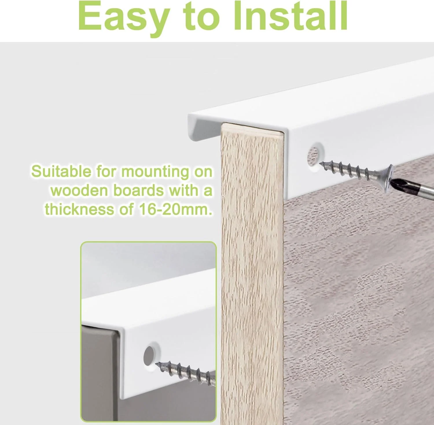 دستگیره مخفی لبه انگشتی UFURMATE، بسته 8 عددی دستگیره های آلومینیومی سفید براق، دستگیره های مخفی لبه انگشتی، دستگیره های زبانه ای نامرئی با پیچ ​​برای کشو، کابینت (120 میلی متر / 4.72 اینچ)