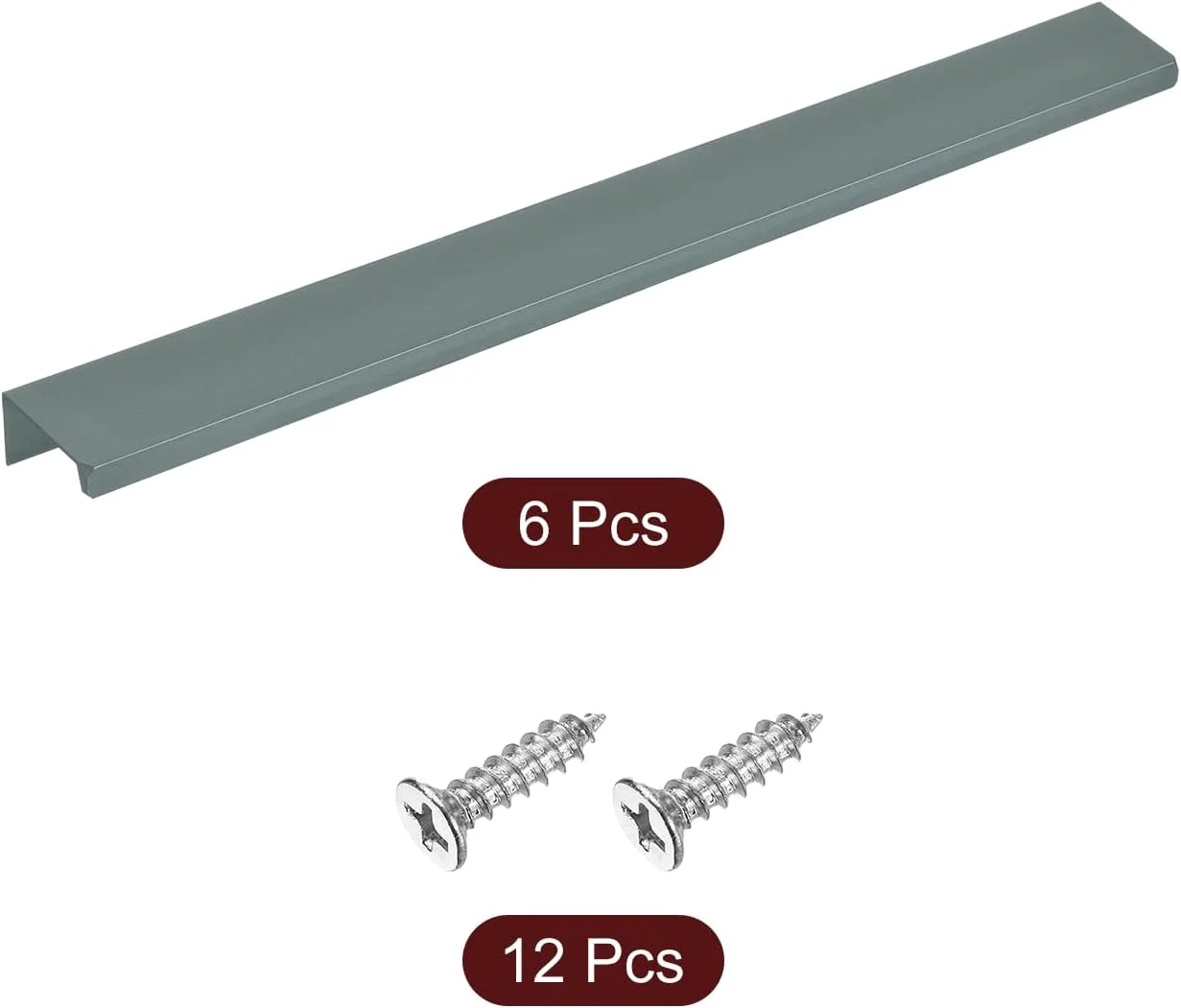 دستگیره لبه انگشتی کابینت سورسیینگ مپ، 6 عدد 300 میلی متر / 11.81 اینچ آلیاژ آلومینیوم نصب پشتی دستگیره های مخفی کابینت دستگیره پنهان برای کابینت کشو آشپزخانه منزل، خاکستری