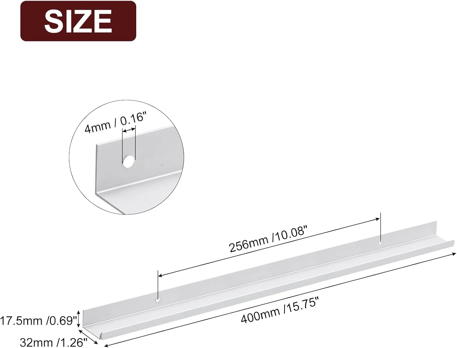 دستگیره مخفی لبه کابینت سورسیینگ مپ، 3 عدد 400 میلی متر / 15.75 اینچ آلیاژ آلومینیوم نصب از پشت، دستگیره مخفی برای کابینت کشو آشپزخانه منزل، نقره ای